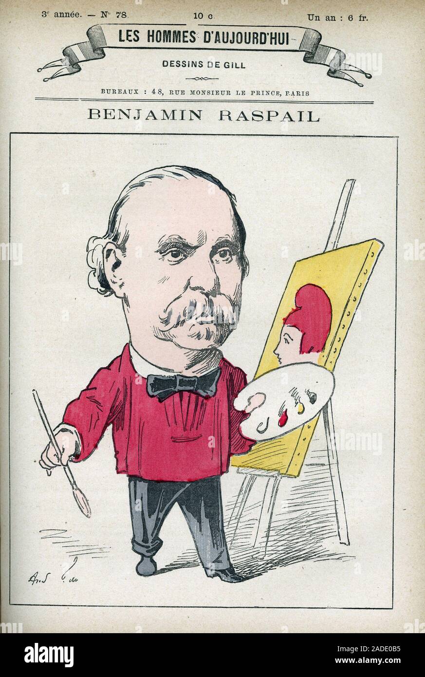 Portrait de Benjamin Raspail (1823-1899), peintre et homme politique Francais, il fut a l'origine de la Loi faisant du 14 juillet, La Fete nationale. Stockfoto