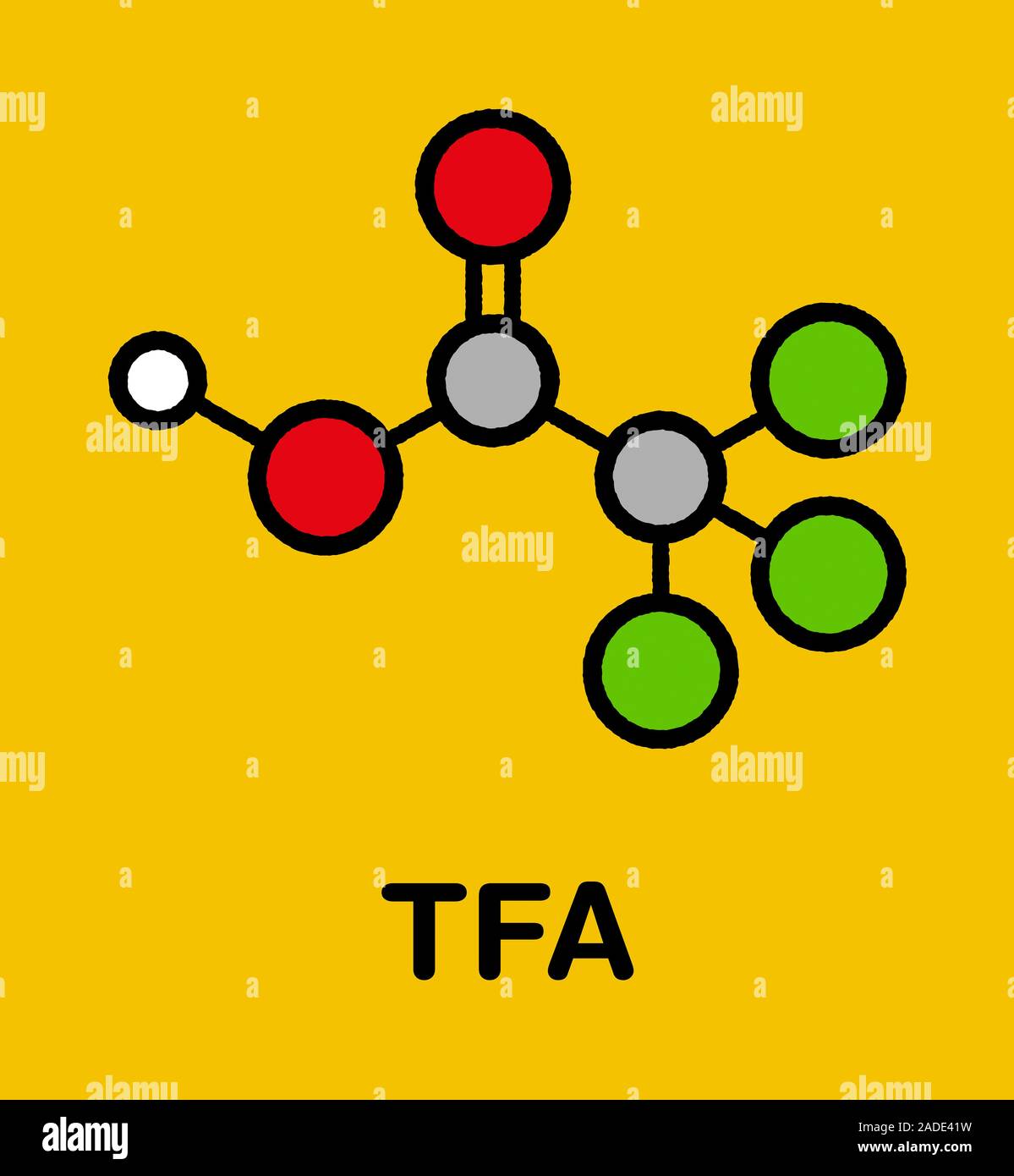 Trifluoressigsäure (TFA) Molekül. Stilisierte Skelett Formel (die