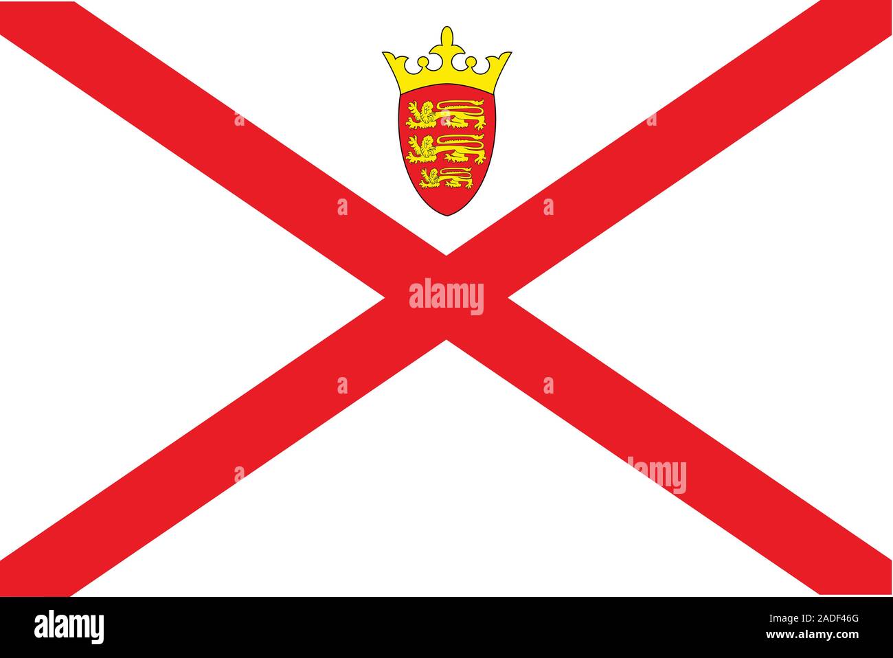 Flagge des Vereinigten Königreichs Insel Jersey im Ärmelkanal Stock Vektor