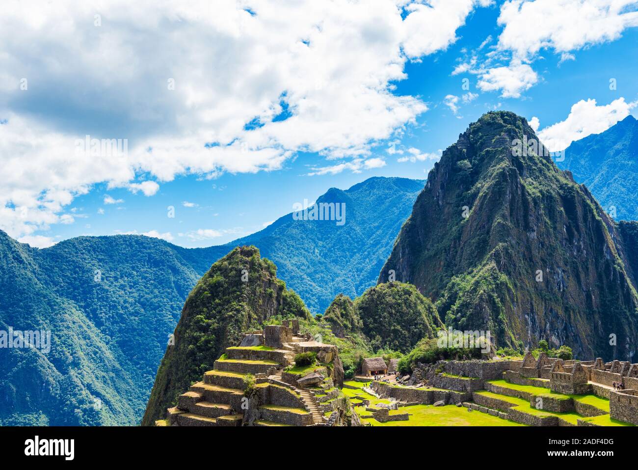 Blick auf die antike Stadt von Machu Picchu, Peru Stockfoto