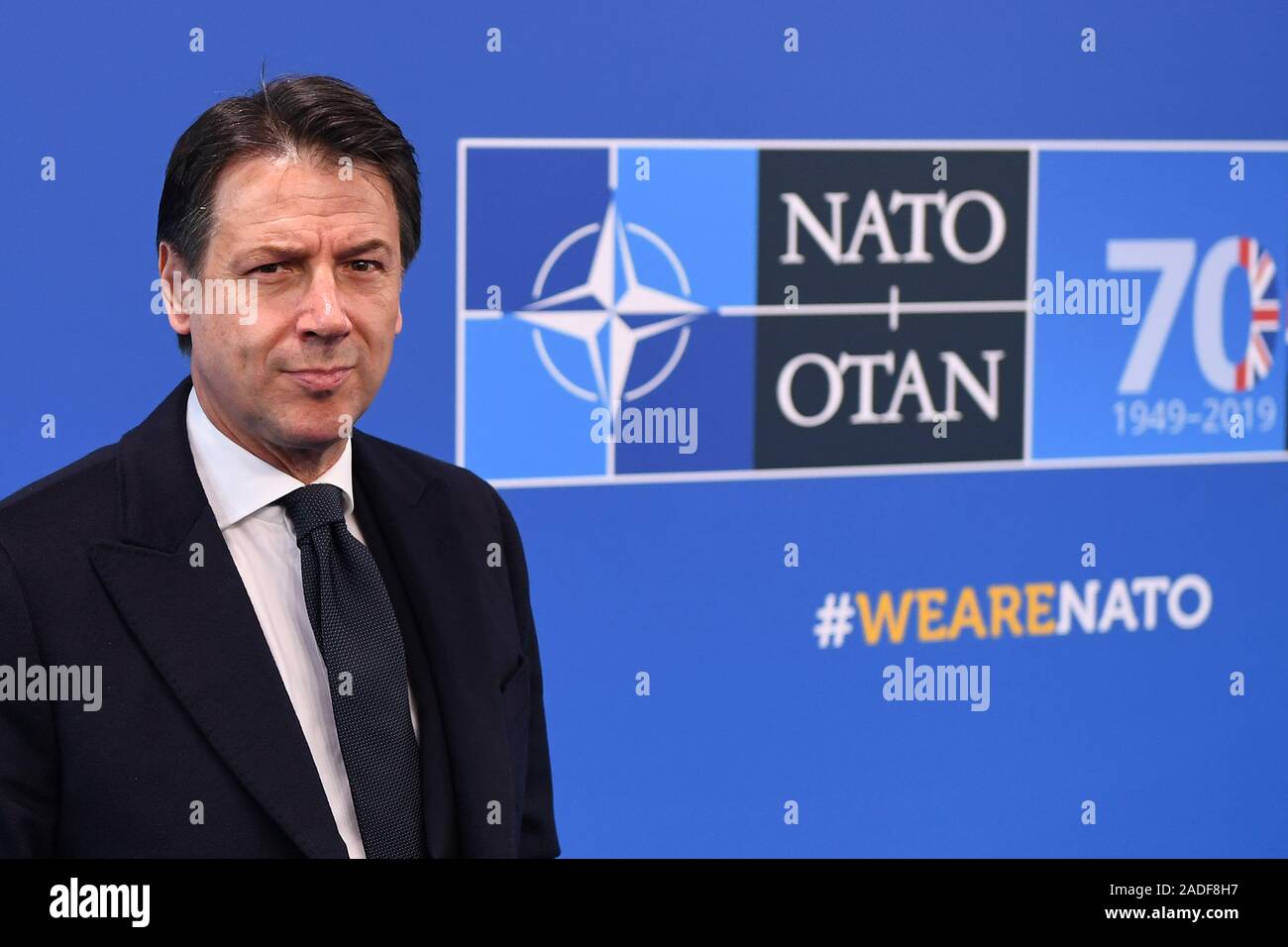 Premierminister von Italien, Giuseppe Conte kommt für die jährlichen Nato-Gipfel der Staats- und Regierungschefs im Grove Hotel in Watford, Hertfordshire. PA-Foto. Bild Datum: Mittwoch, 4. Dezember 2019. Siehe PA Geschichte Politik der Nato. Photo Credit: Chris J Ratcliffe/PA-Kabel Stockfoto