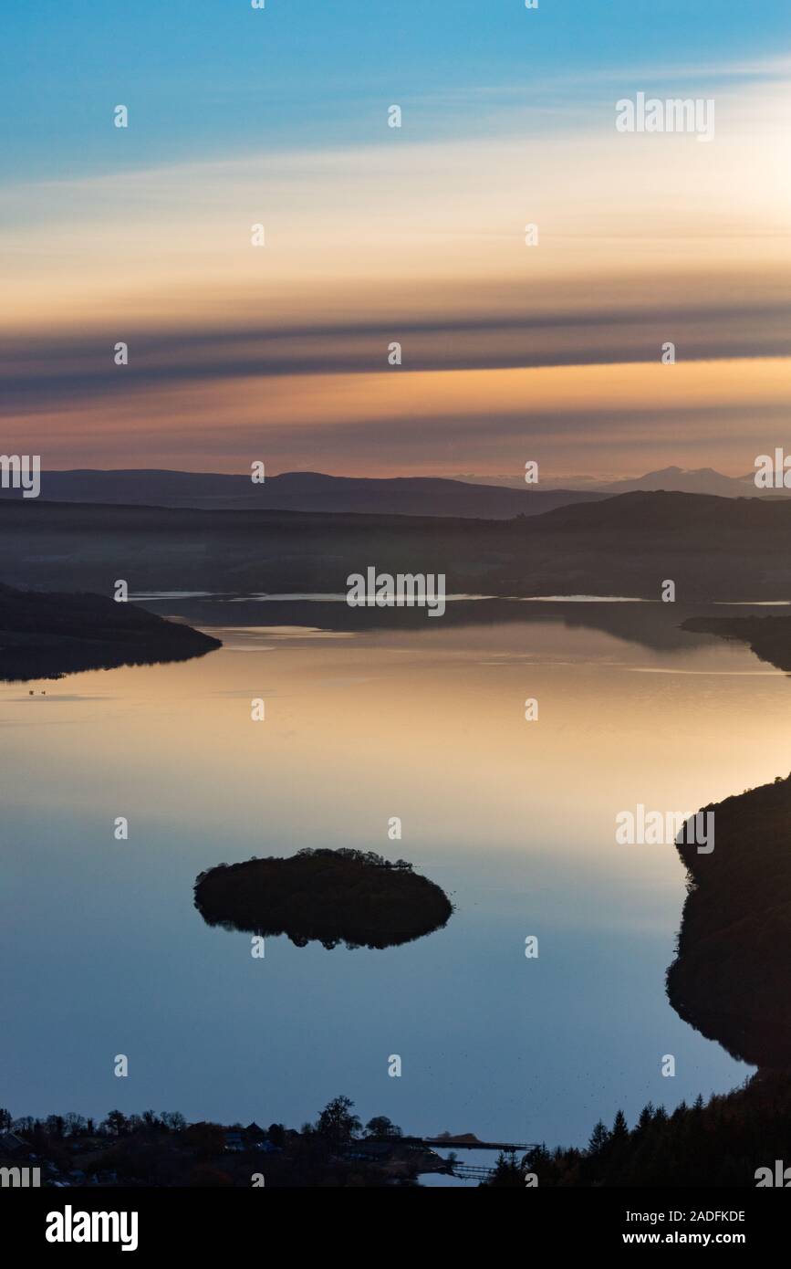 Balmaha Schottland Sonnenuntergang von Conic Hill Stockfoto