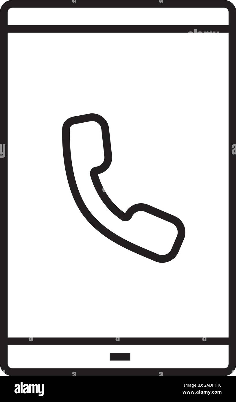 Smartphone eingehenden Anruf linear Symbol. Dünne Linie Abbildung. Smart Phone mit Handset. Kontur Symbol. Vektor isoliert Maßbild Stock Vektor