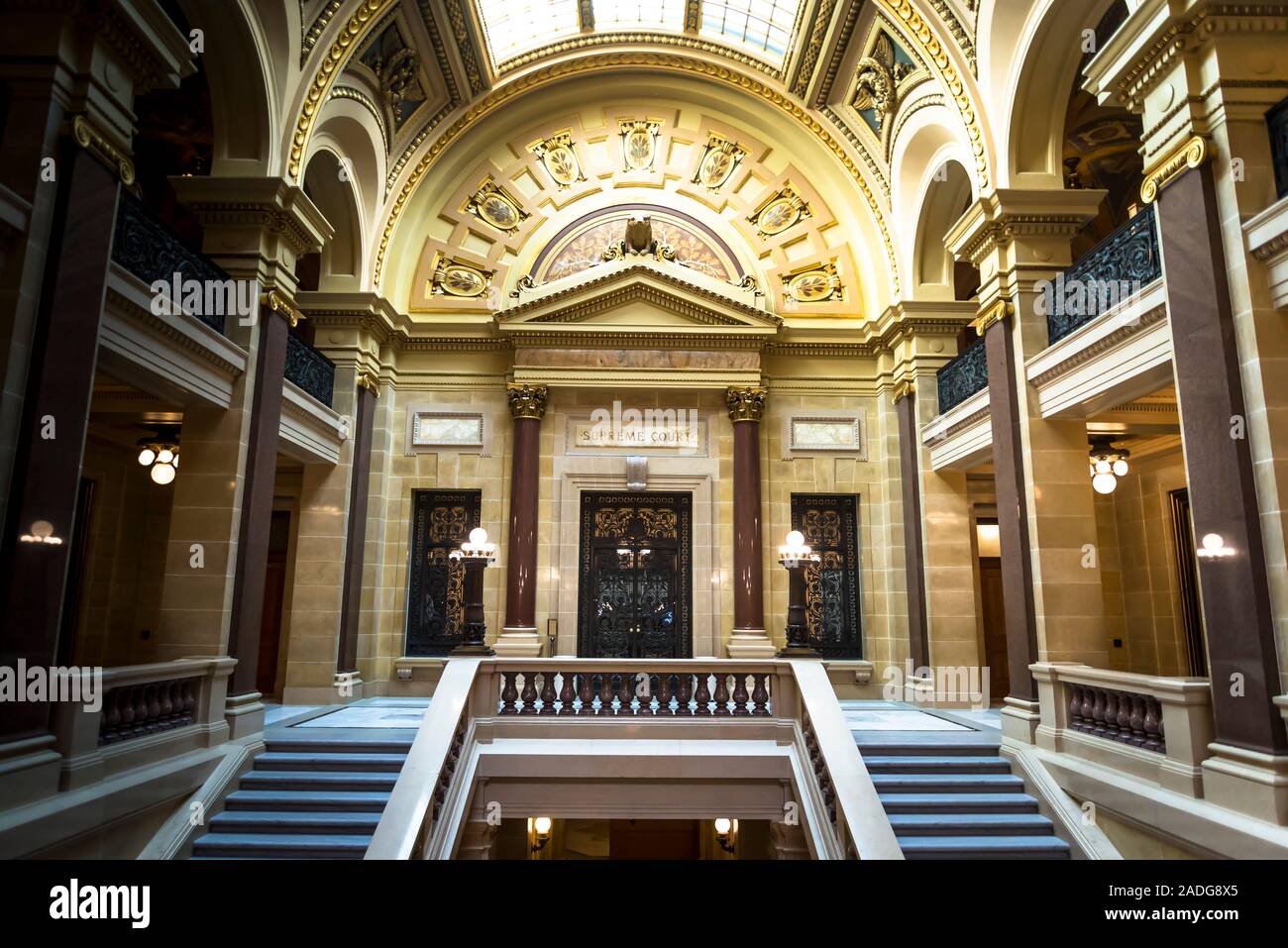 Wisconsin State Capitol, ein Beaux-Arts Gebäude im Jahr 2017 abgeschlossen, Madison, Wisconsin, USA Stockfoto