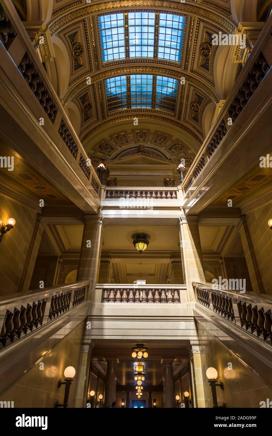 Wisconsin State Capitol, ein Beaux-Arts Gebäude im Jahr 2017 abgeschlossen, Madison, Wisconsin, USA Stockfoto