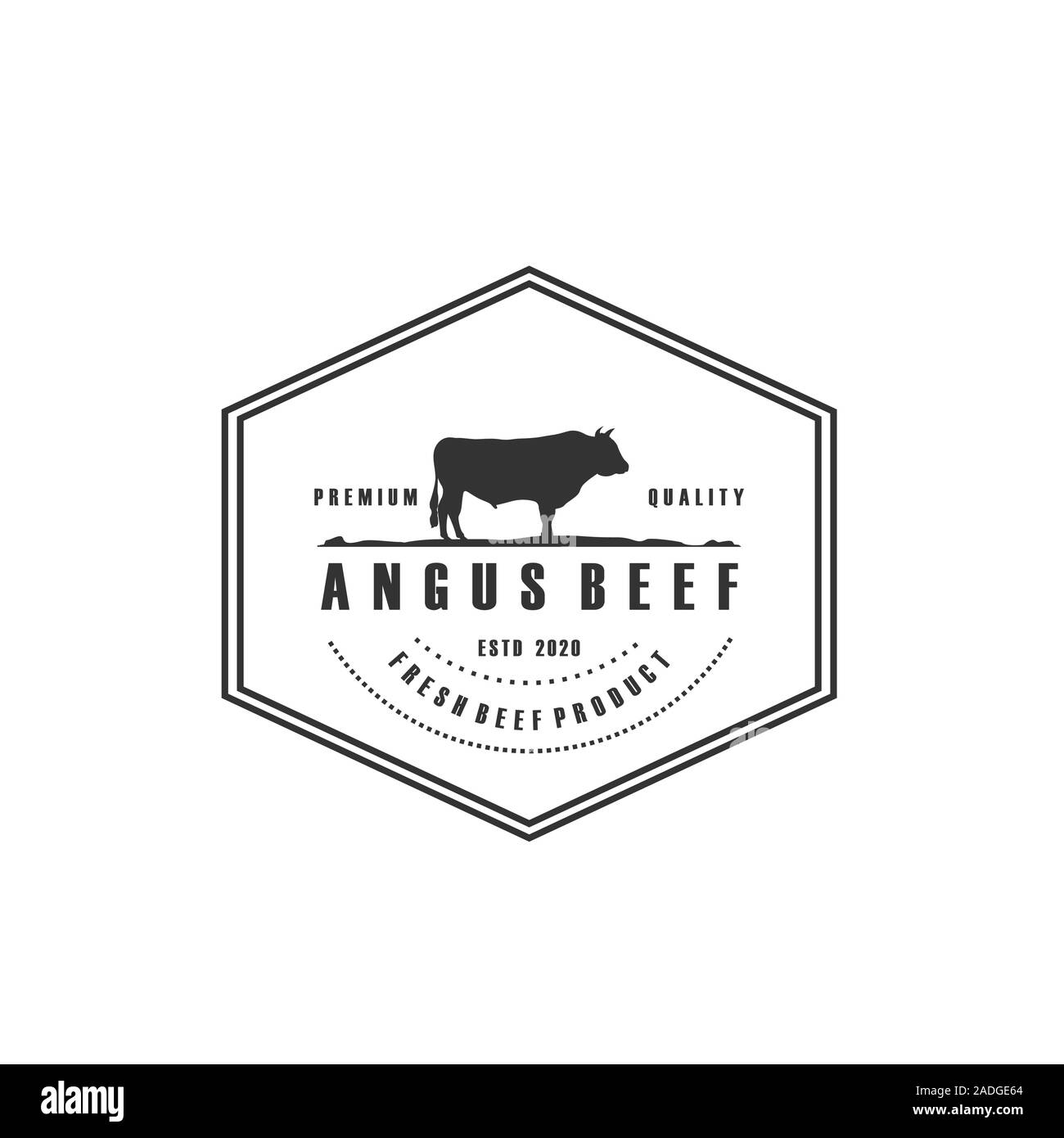 Vintage Vieh Angus Rindfleisch Label Logo Design Stock Vektor