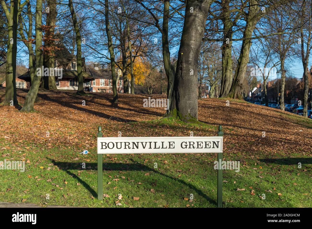 Bournville Grün im Herzen von Bournville, Birmingham, Großbritannien Stockfoto