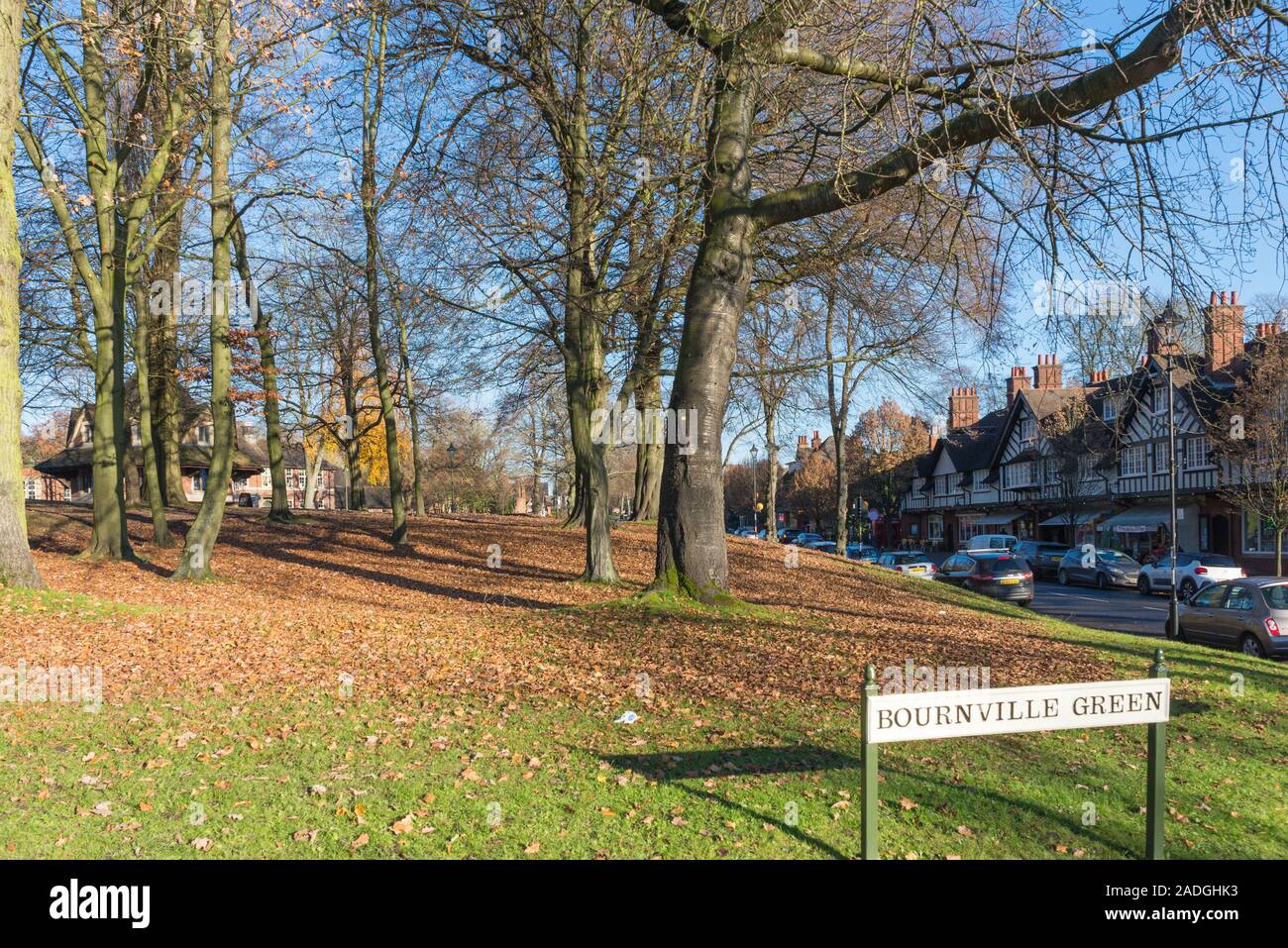 Bournville Grün im Herzen von Bournville, Birmingham, Großbritannien Stockfoto