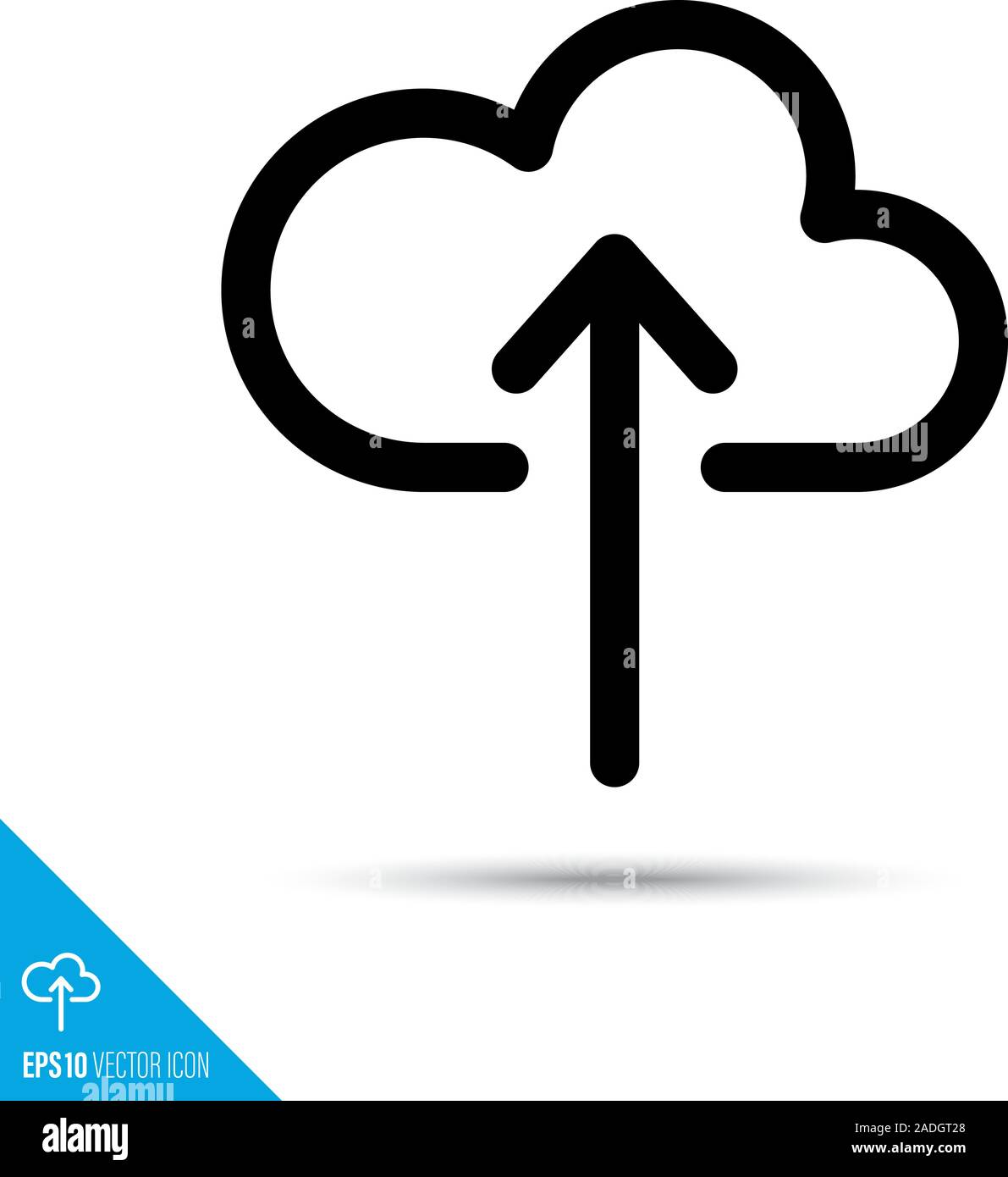 Cloud-Daten-upload-Symbol Leitung. Virtual Server Technologie vektor Symbol. Benutzeroberfläche das Piktogramm für Internet und Apps. Stock Vektor