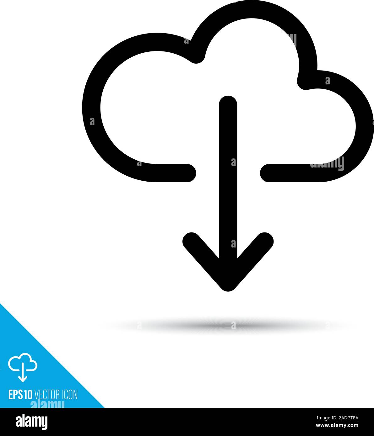 Cloud Data Download Symbol Leitung. Virtual Server Technologie vektor Symbol. Benutzeroberfläche das Piktogramm für Internet und Apps. Stock Vektor