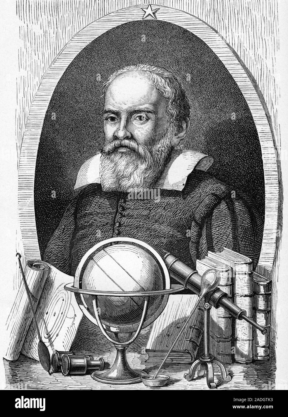 Galileo Galilei (1564-1642), italienischer Astronom und Physiker. Galileo  ist für seine 1610 mit seinem Teleskop zu den vier größten Monde o  entdecken Sie berühmte Stockfotografie - Alamy