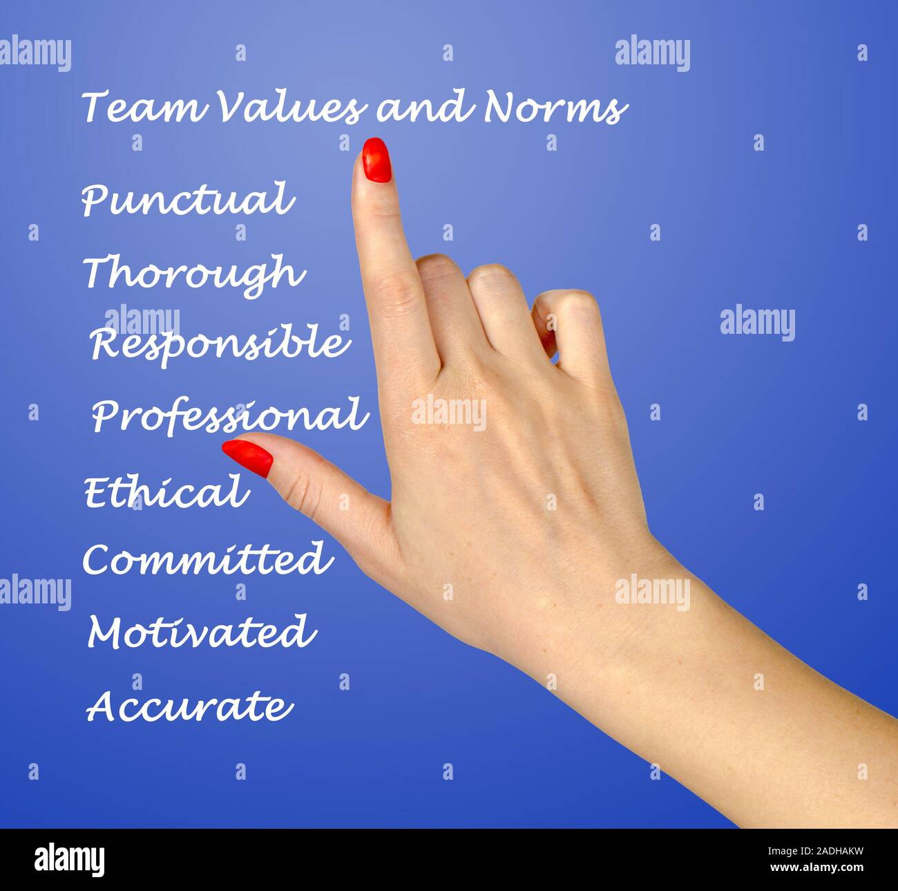 Team Werte und Normen Stockfoto