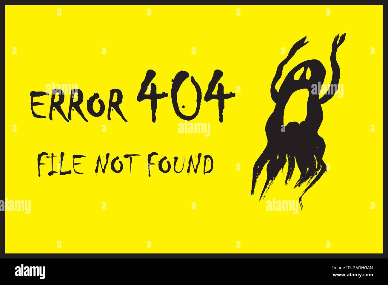 Fehler Seite 404 und furchtsamen Geist, auf gelbem Hintergrund, Börse cartoon Vector Illustration Stock Vektor