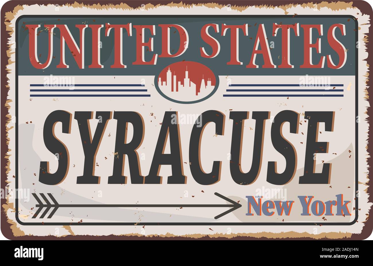 SYRACUSE New York retro Metall schild Vintage vektor Souvenir oder Postkarte Vorlage Stock Vektor