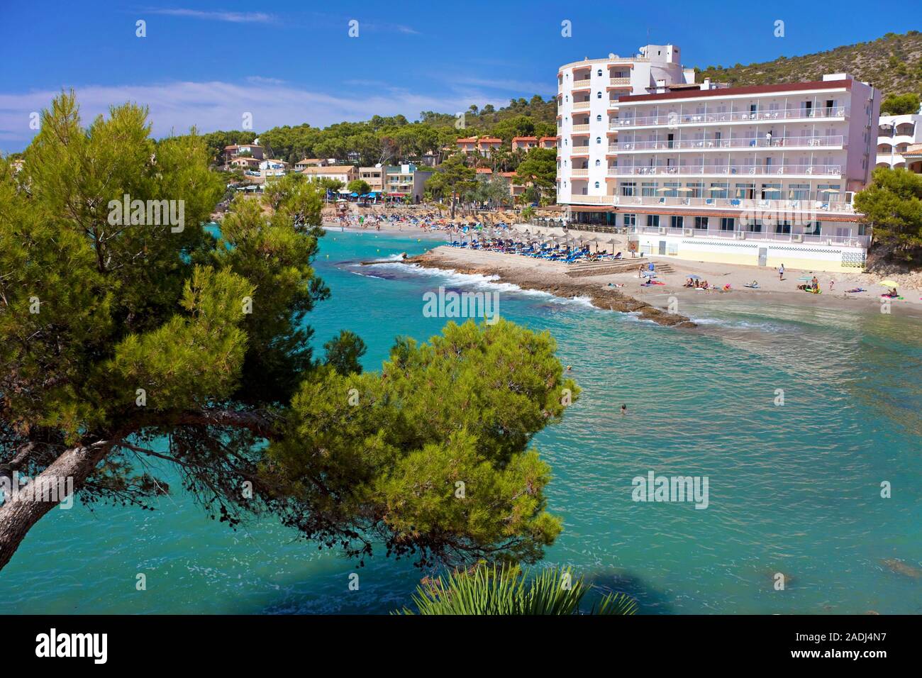 Badestrand Hotel Aquamarin, Sant Elm, San Telmo, Mallorca, Balearen, Spanien Stockfoto