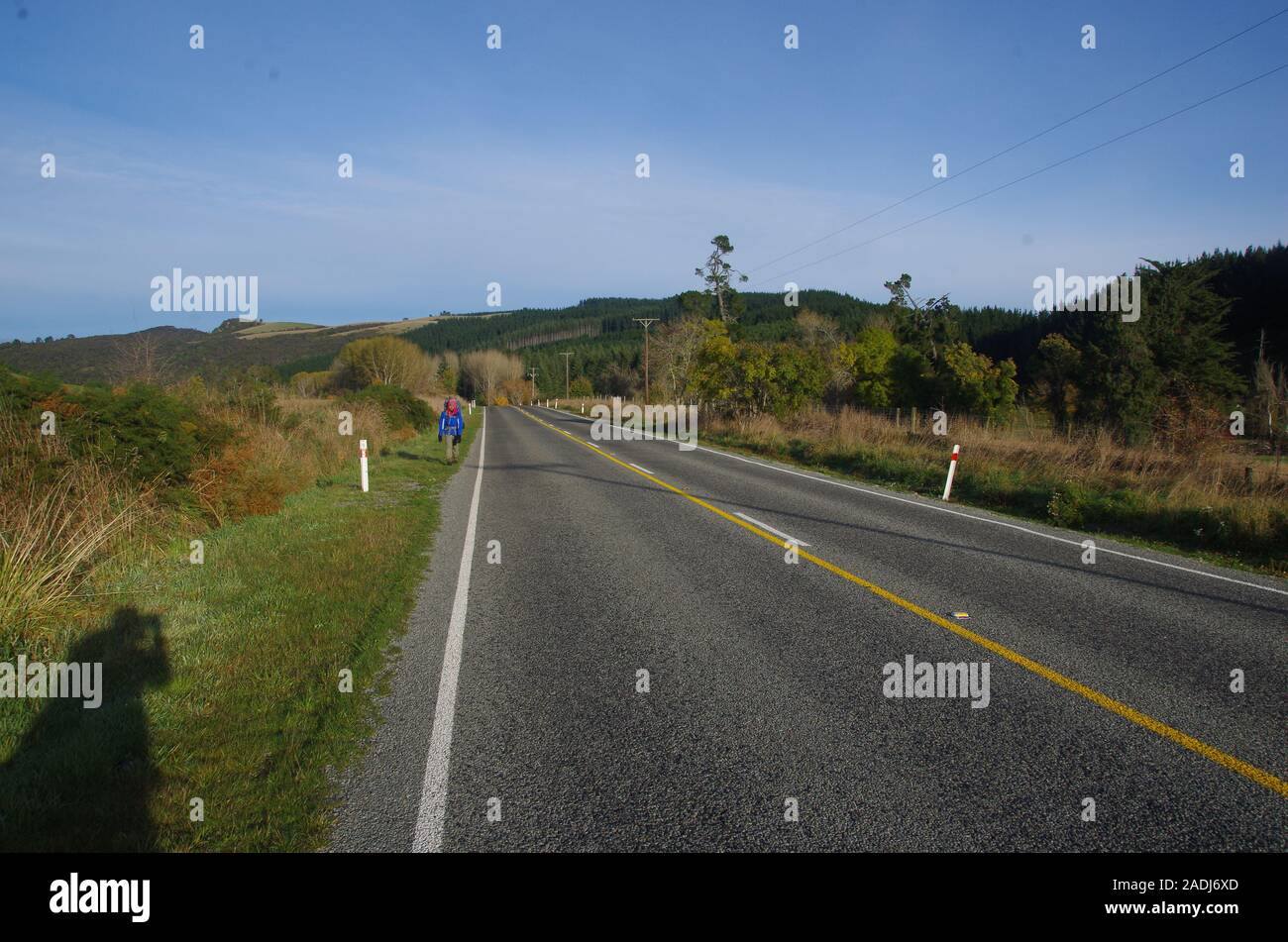 Te Araroa Trail alternative Route. State Highway 79. South Island. Neuseeland Stockfoto