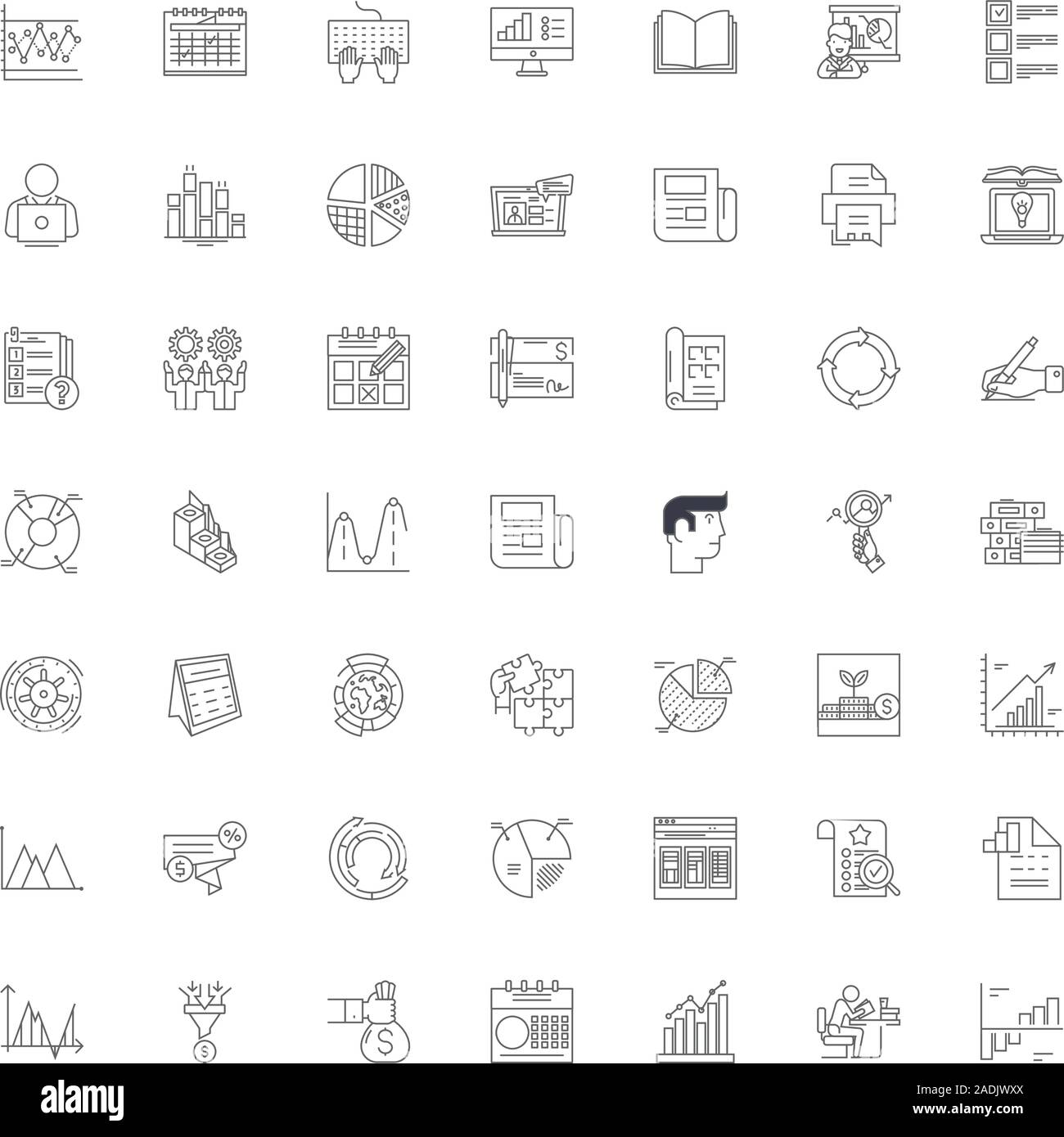 Analytisches Denken Zeile für Symbole, Zeichen, Symbole, Vector, lineare Abbildung Stock Vektor