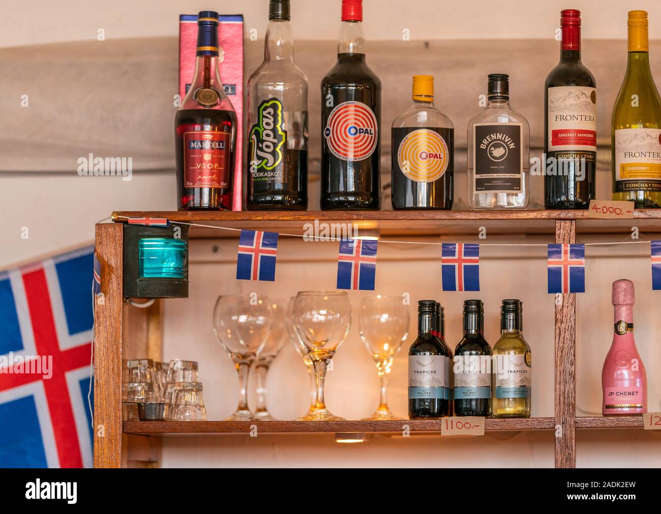 Isländischen Branntwein und andere Weinsorten, Flately Insel in Breidafjördur, Island Stockfoto