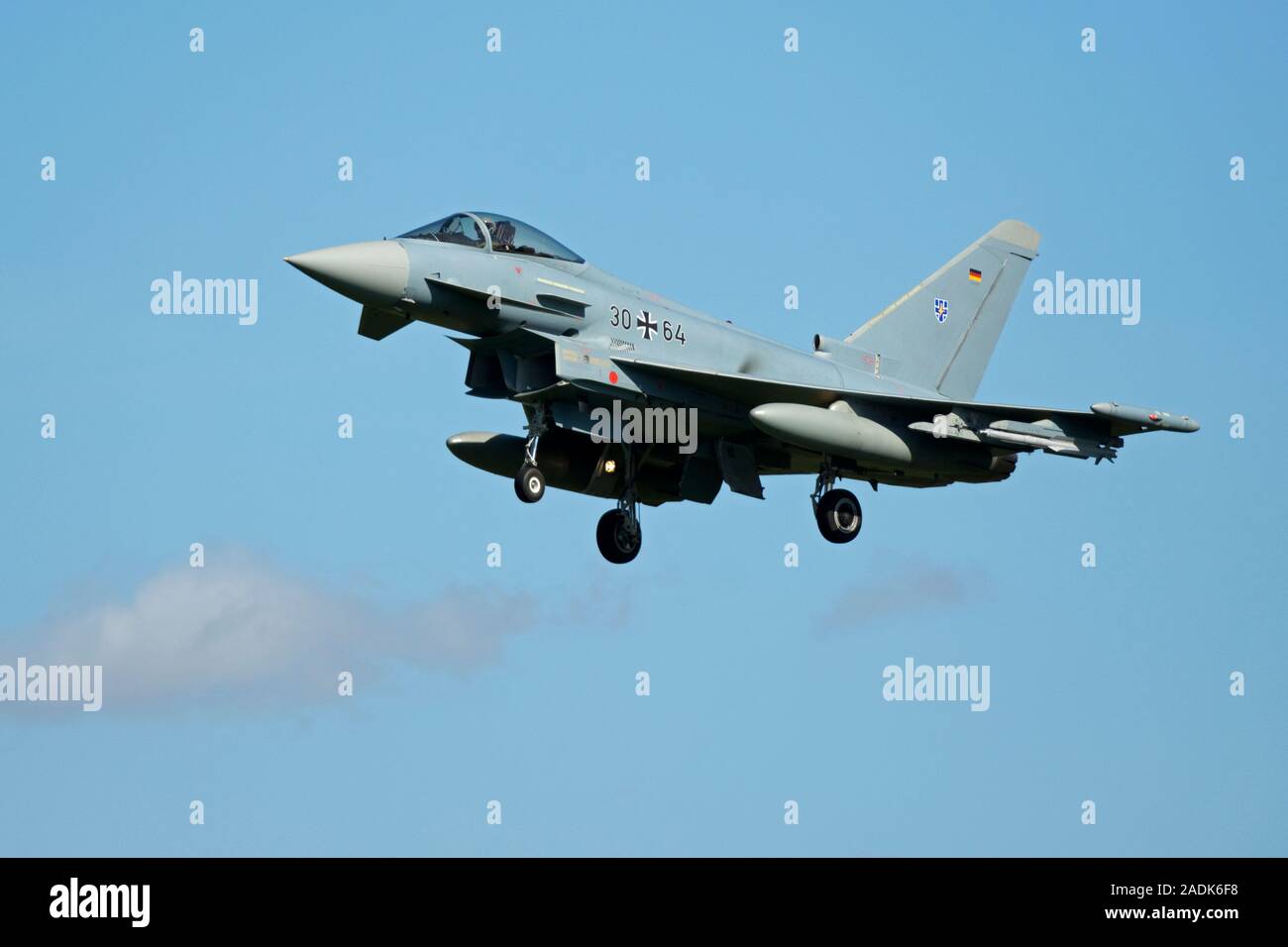 Eurofighter Typhoon 30+64 von TLG 73 Deutsche Luftwaffe, in Laage, bei Ausübung an RAF Coningsby, Lincolnshire am 13. September 2018 gesehen. Stockfoto