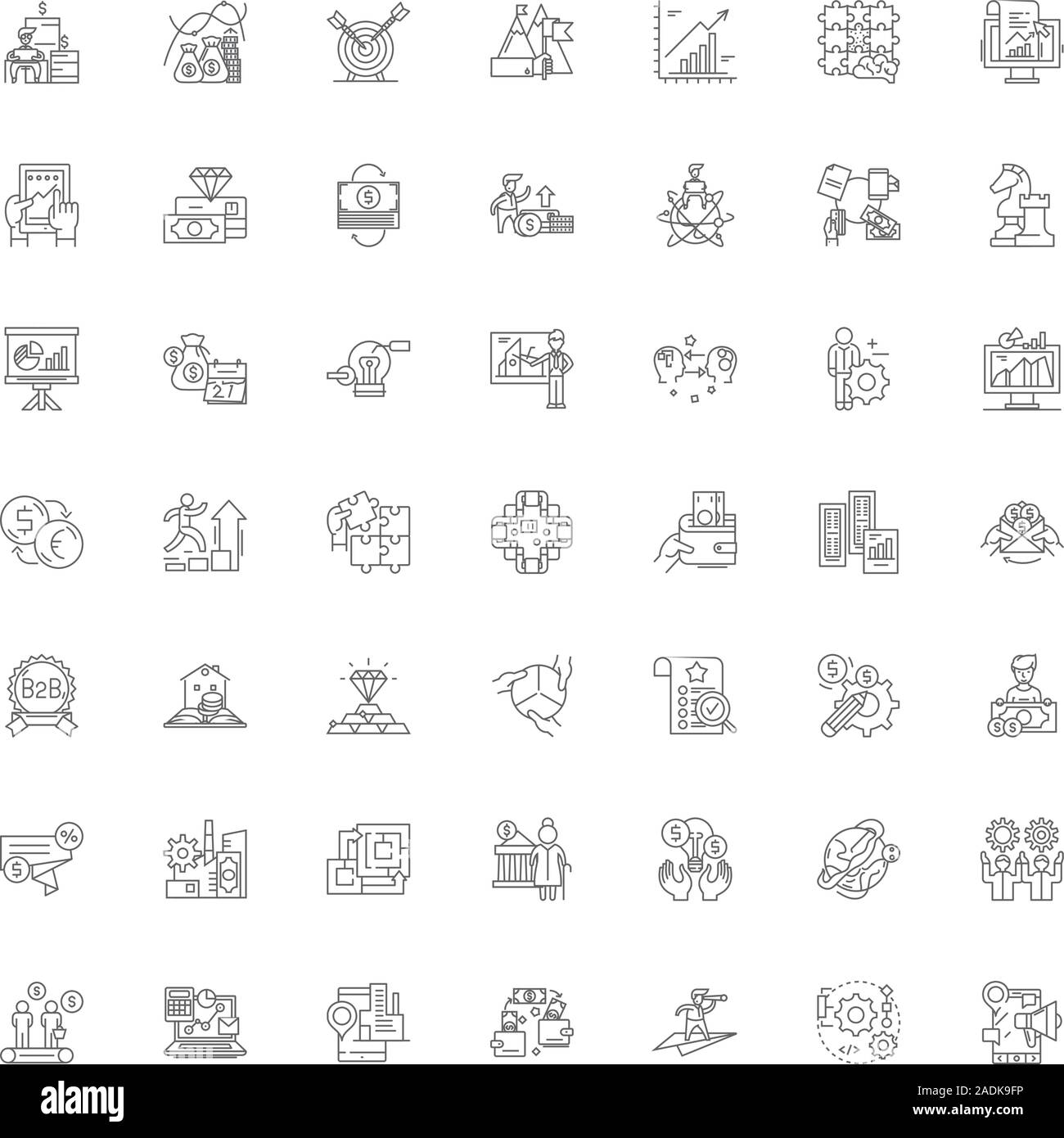 Economy Line Symbole, Zeichen, Symbole, Vector, lineare Abbildung Stock Vektor