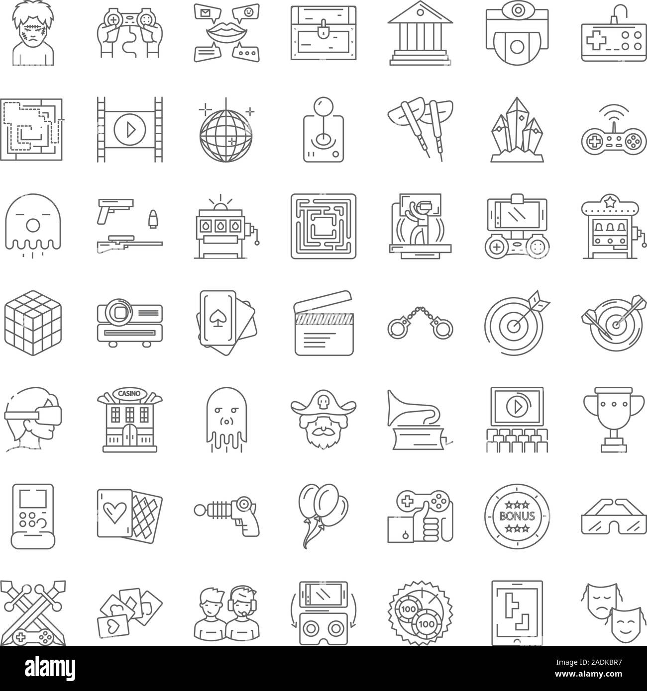 Gaming Zeile für Symbole, Zeichen, Symbole, Vector, lineare Abbildung ...