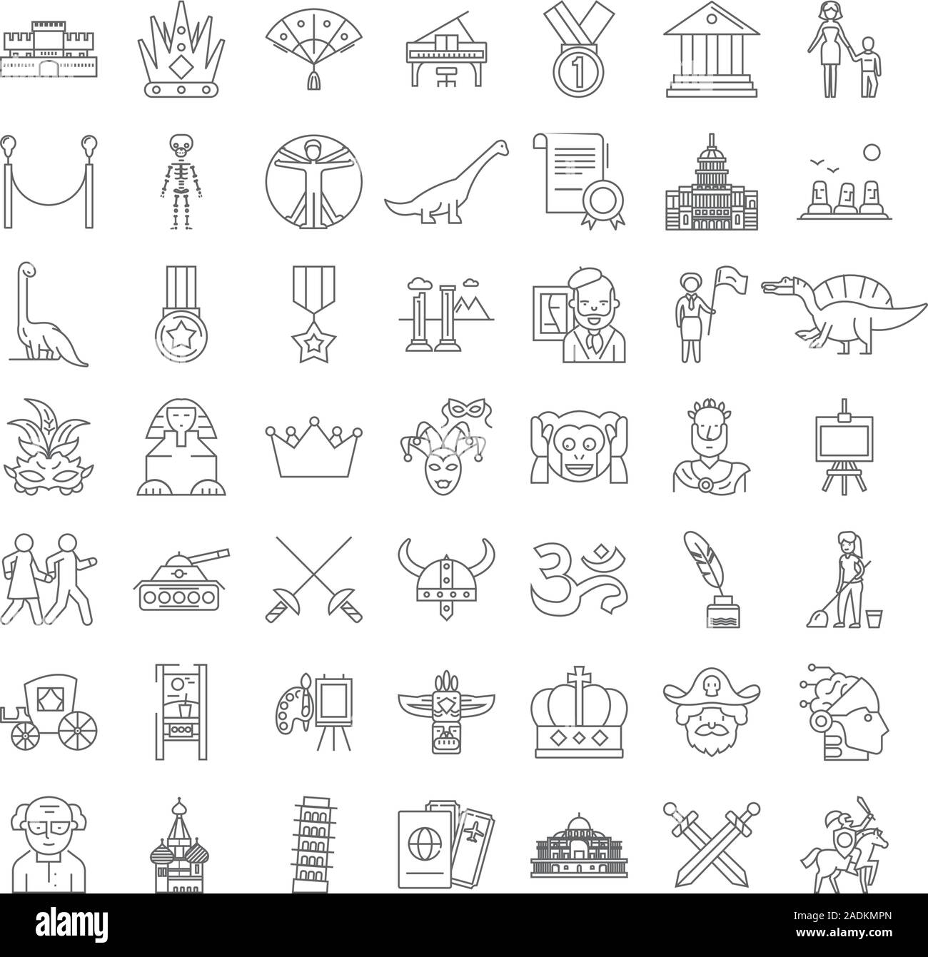 Museum Tour lineare Symbole, Zeichen, Symbole Vektor-Linie Illustration Set Stock Vektor
