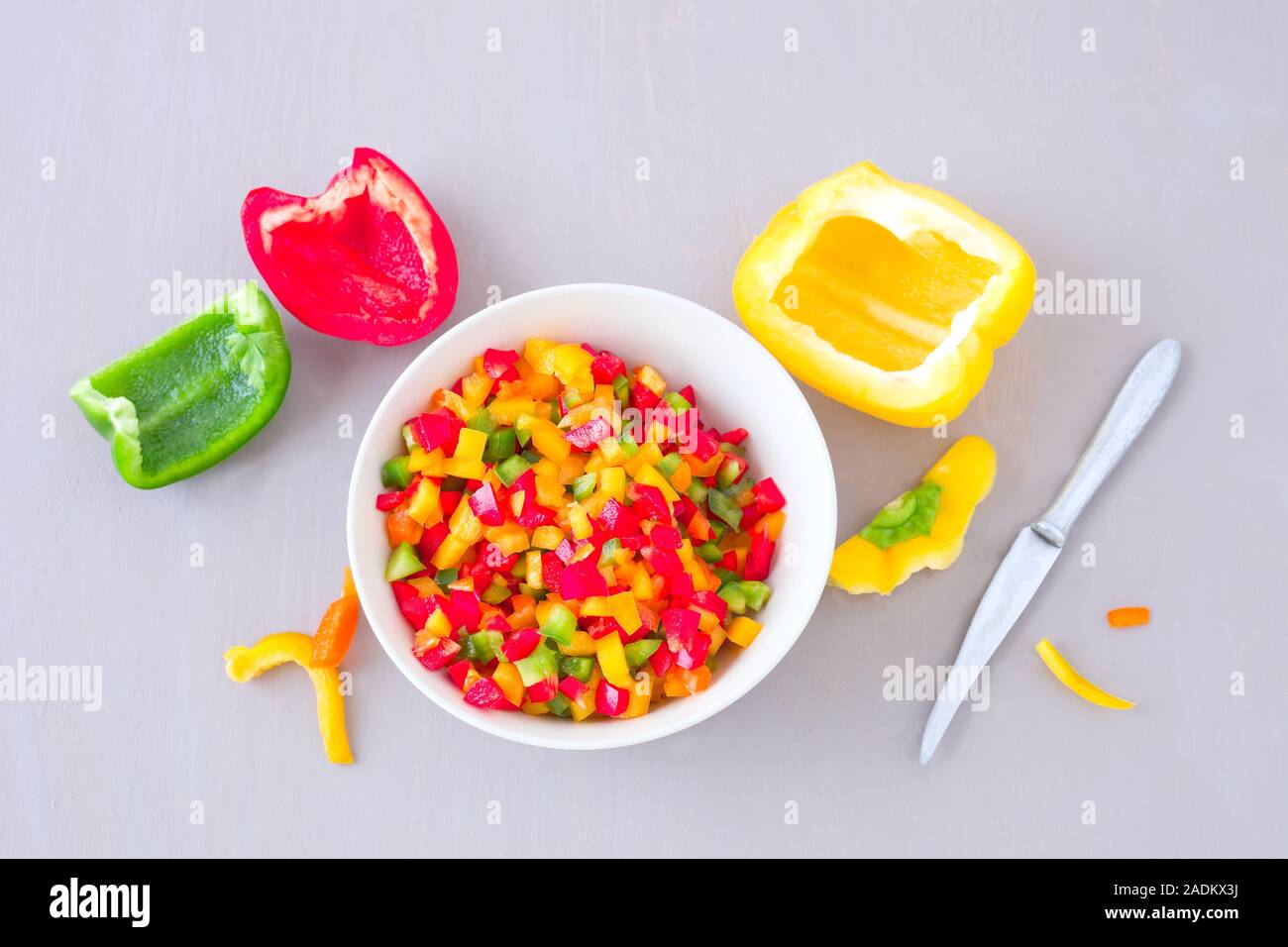 Roh Pfeffer gehackte Stockfoto