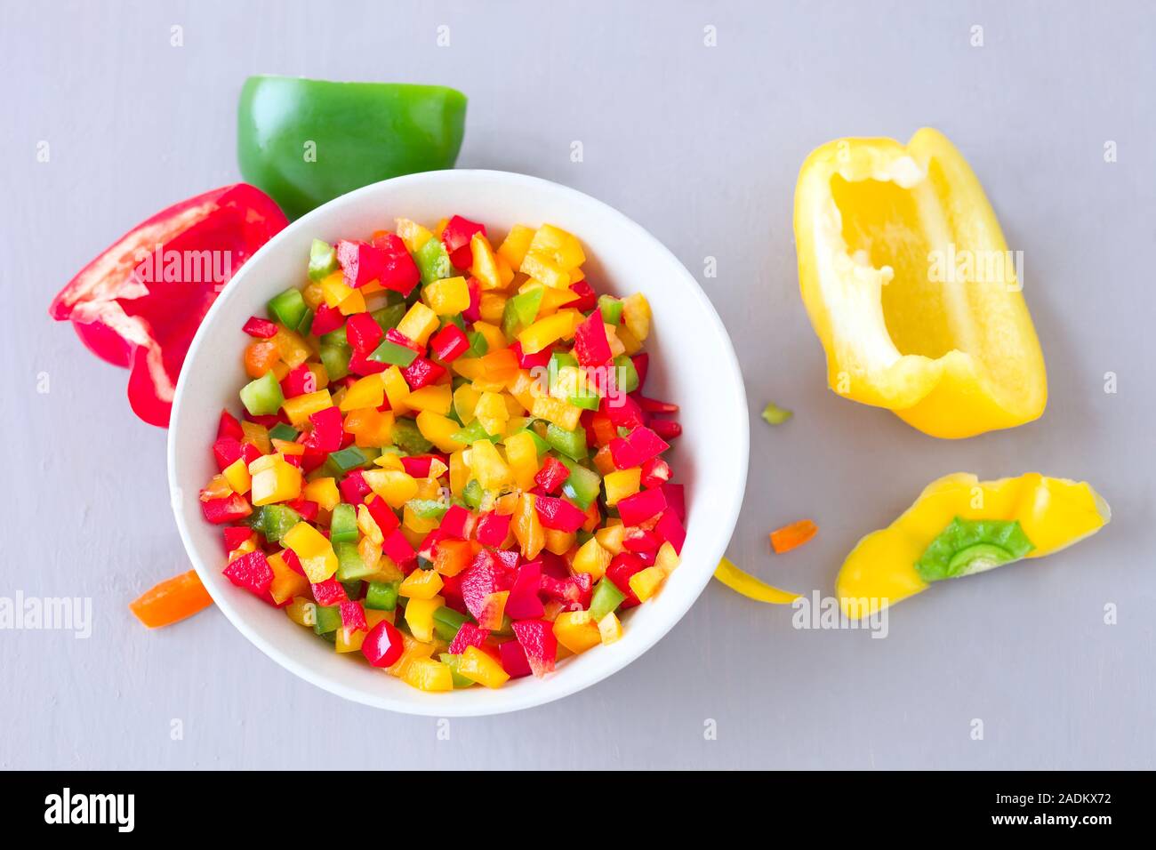 Roh Pfeffer gehackte Stockfoto