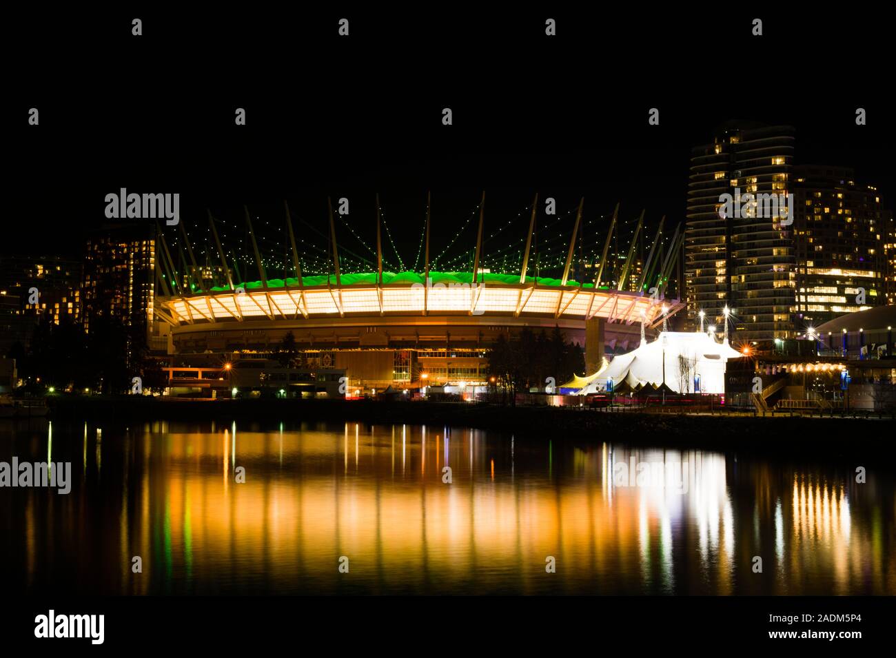 BC Place Stadium bei Nacht in Vancouver, British Columbia, Kanada Stockfoto