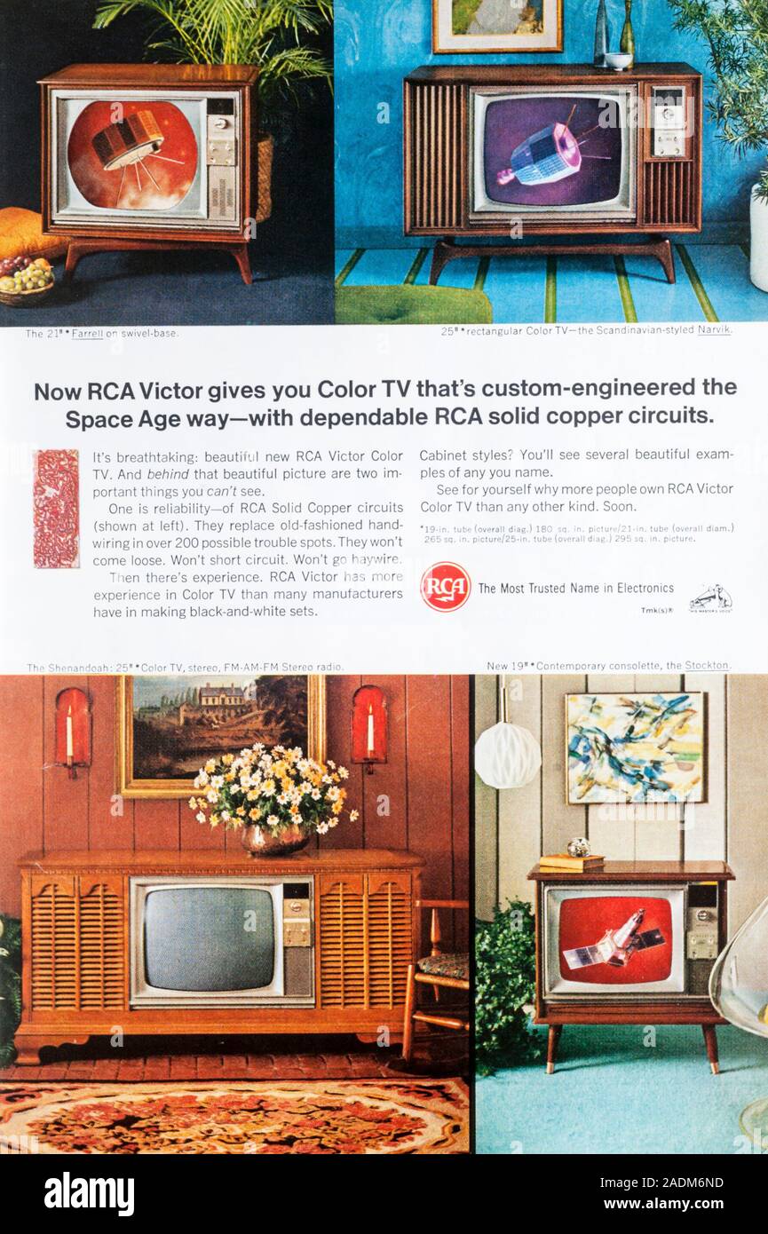 1966 Magazin Werbung für RCA Victor Fernseher. Stockfoto