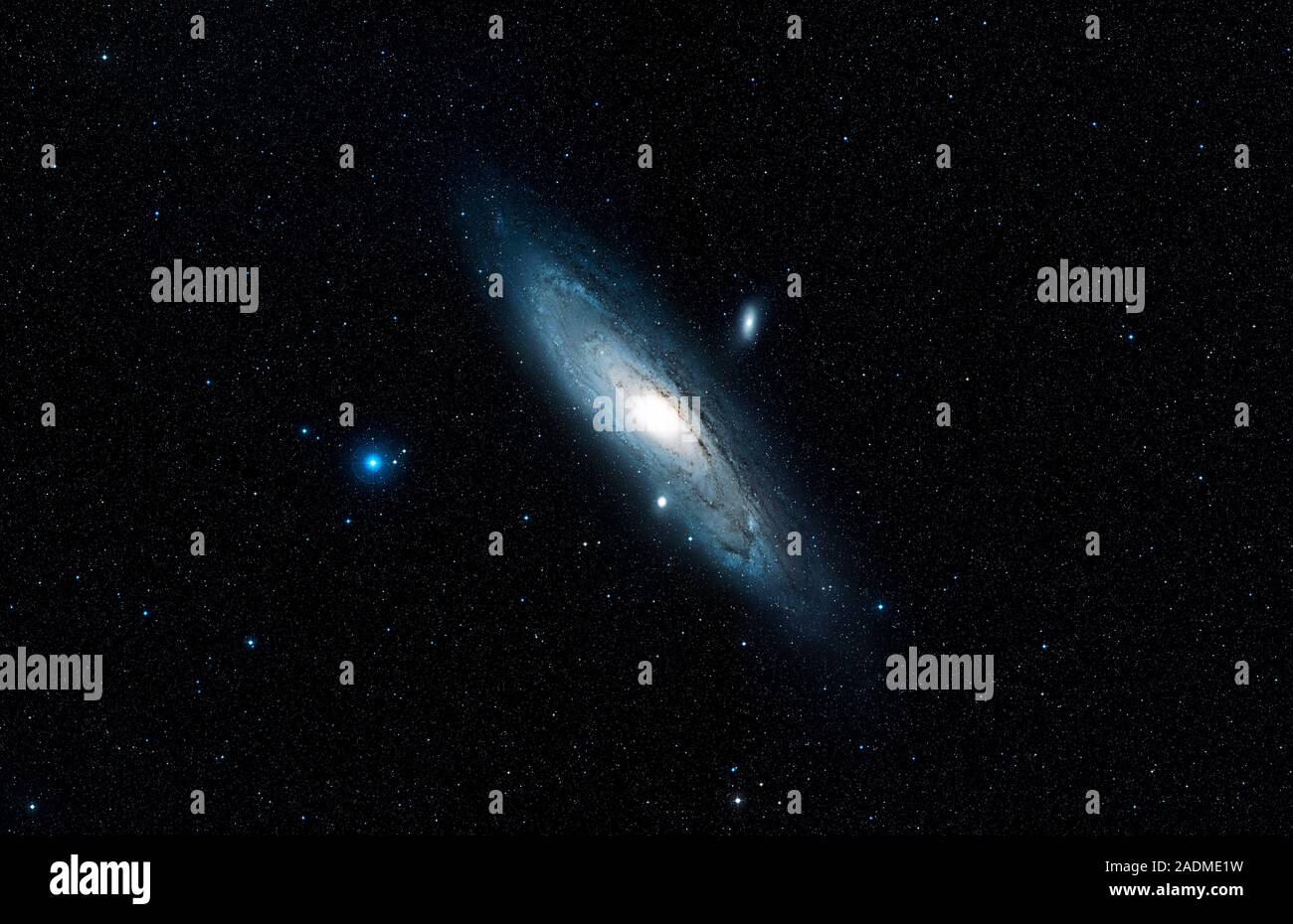 Andromeda-galaxie (M 31). Norden ist oben. Dieses große Spiralgalaxie