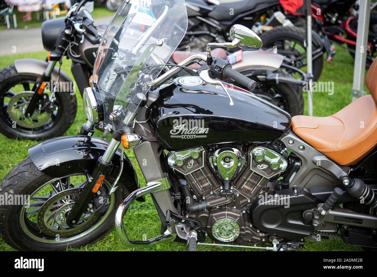 Indian Scout Motorrad in Llançà Bike Fest, die llangollen Motorrad Festival in Wales Stockfoto