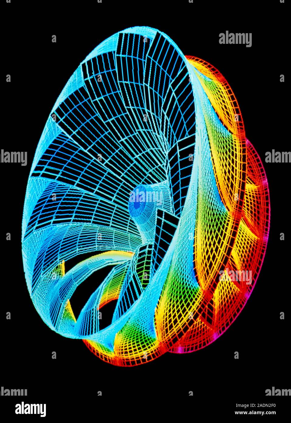 Jet Engine Kompressor. Computer Aided Design (CAD) Anzeige der Druck ausgeübt auf Teile eines Jet Engine, die in der Luftfahrt verwendet. Blau zeigt ein Stockfoto