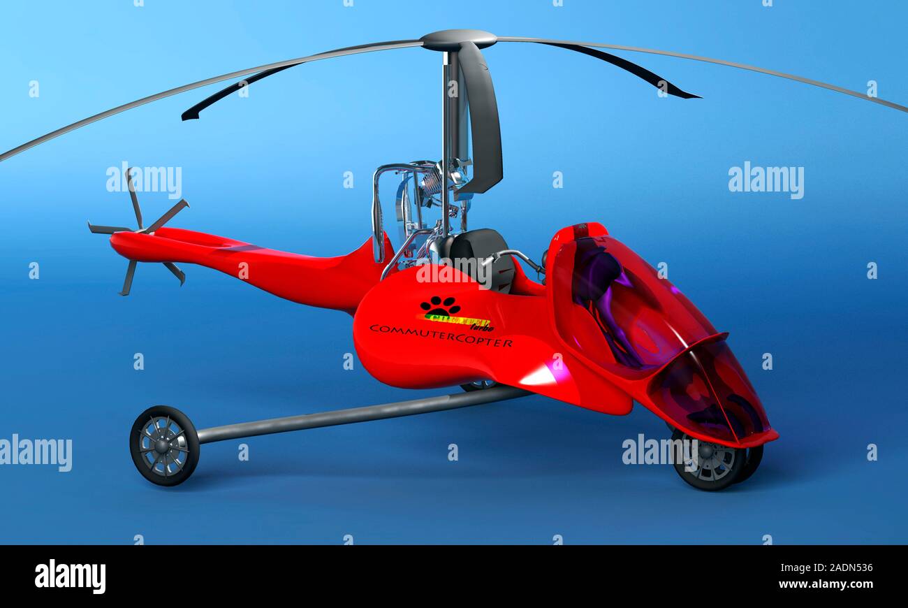 Pendler Hubschrauber. Konzeptionelle computer Artwork von einem Hubschrauber für eine einzelne Person zu pendeln schnell entwickelt. Stockfoto