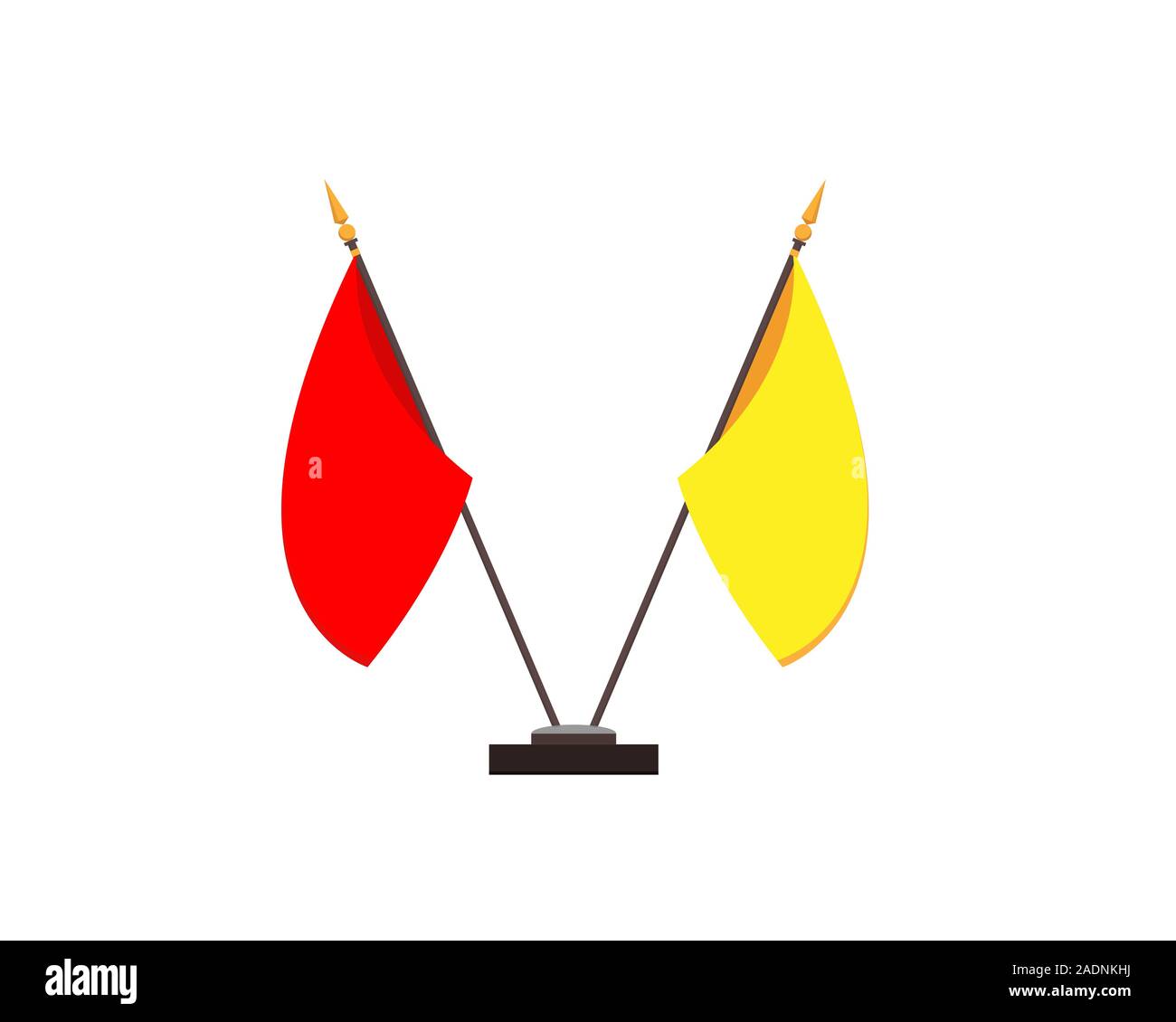 Symbol von zwei Flags auf einem Ständer. Demonstration der Zusammenarbeit. Vector Illustration. Stock Vektor