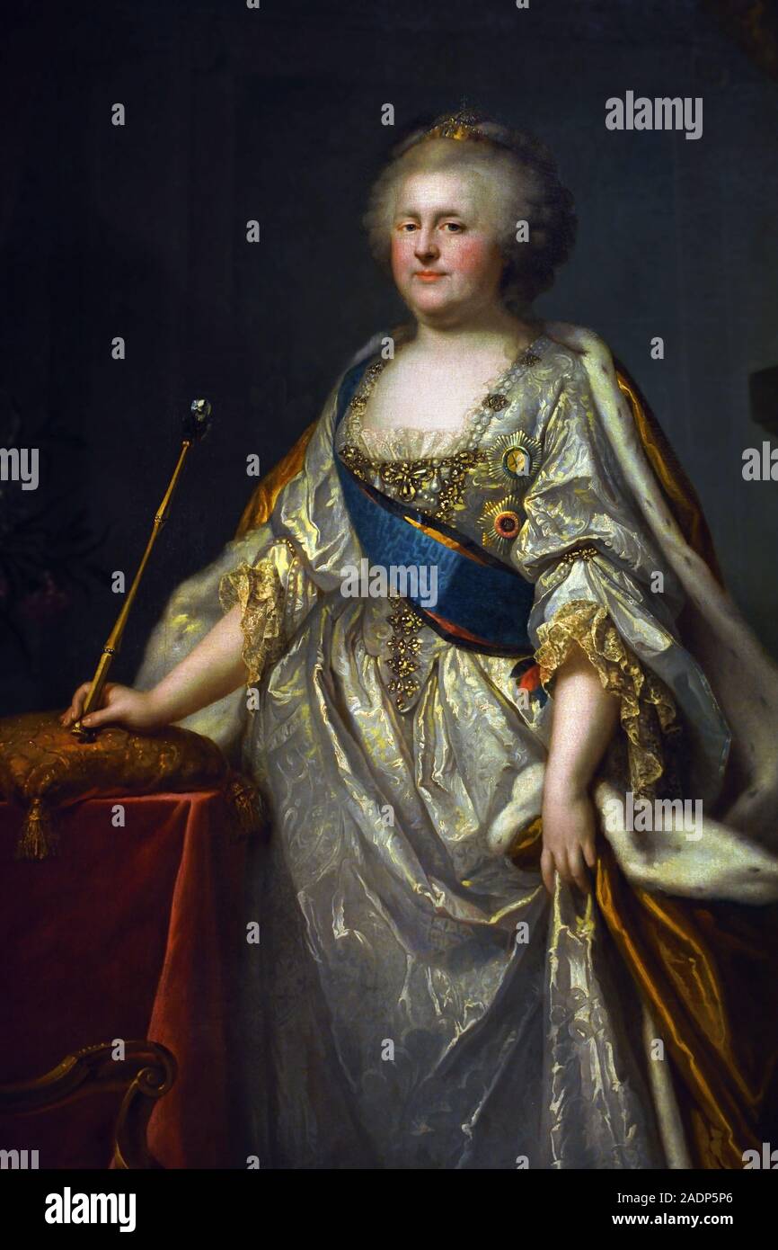 Zarin Katharina II. von Russland - Katharina die Große (1729-1796) Johann Baptist Lampi der Ältere - Johann Baptist Lampi I (1751-1830), Juwelen der Russischen kaiserlichen Hof, 18.-19. Jahrhundert, Russland. Stockfoto