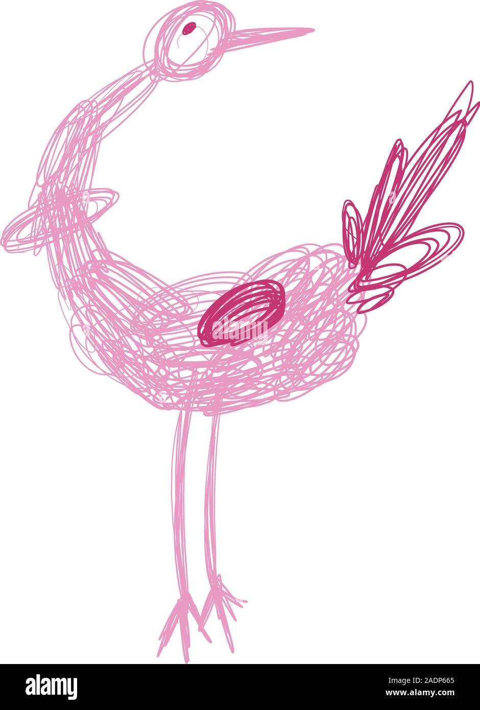 Crazy lustiger Vogel stand in Blau und Aqua Farben in doodles Hand gezeichneten Stil. Drucken für t-shirt für Kids Fashion artwork Kinder und Erwachsene Bücher. Modeillustration Zeichnung im modernen Stil. Stock Vektor