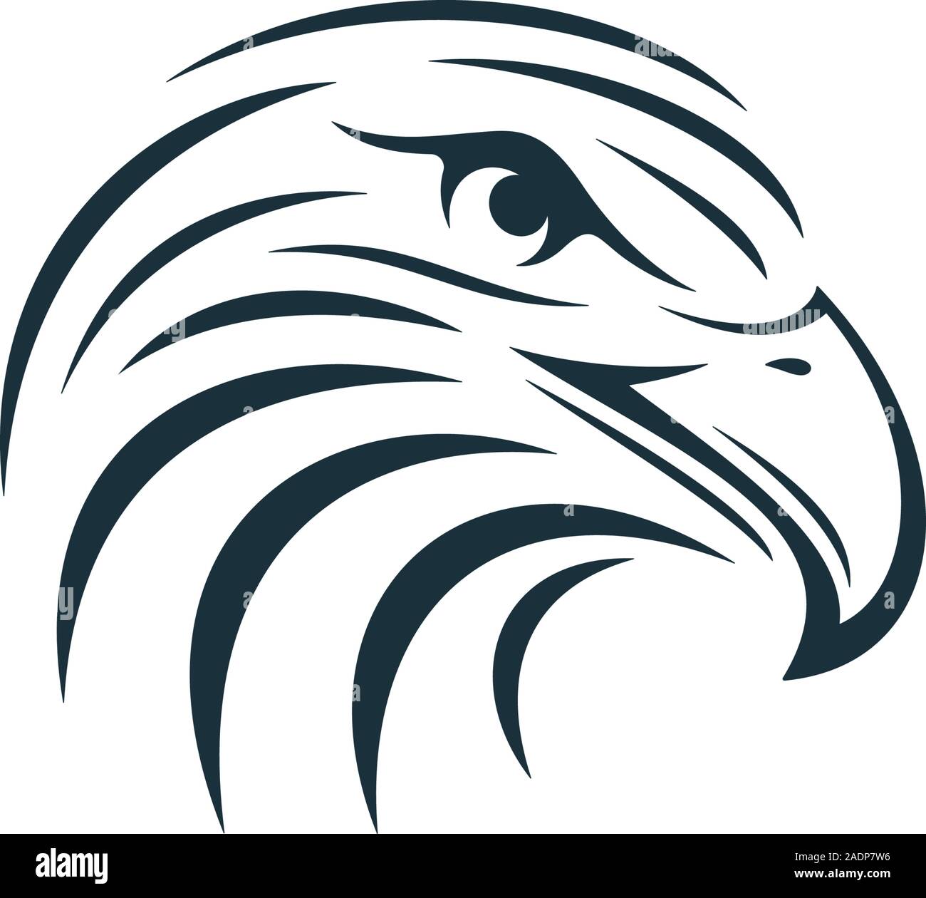 Adler Kopf auf weißem Hintergrund. Gestreifte eagle head Icon. Stock Vektor