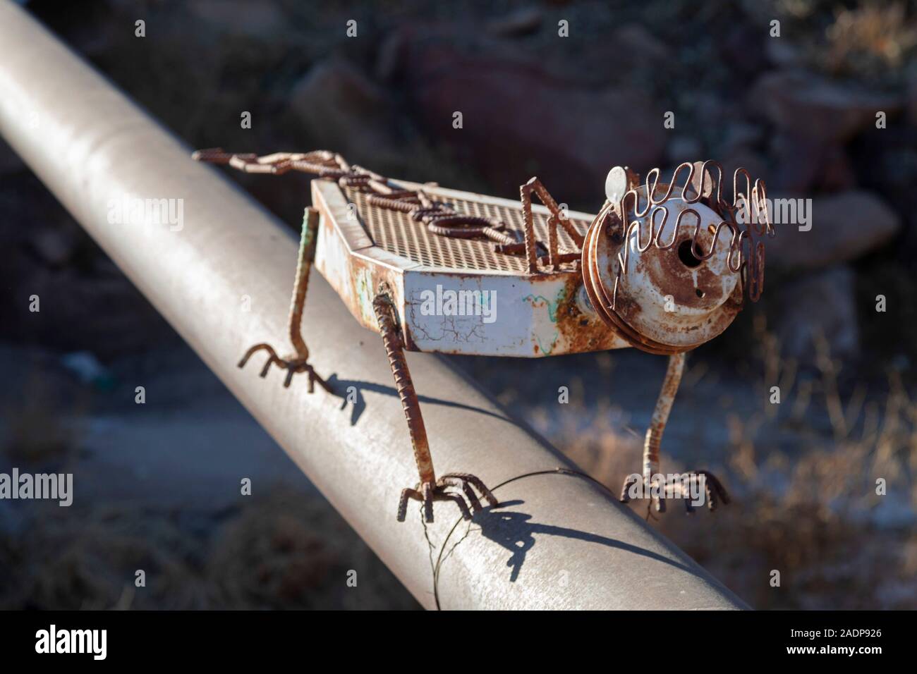 Hanksville, Utah - Carl's Critter Garten, den Park mit Skulpturen aus Schrott Materialien erstellt. Stockfoto