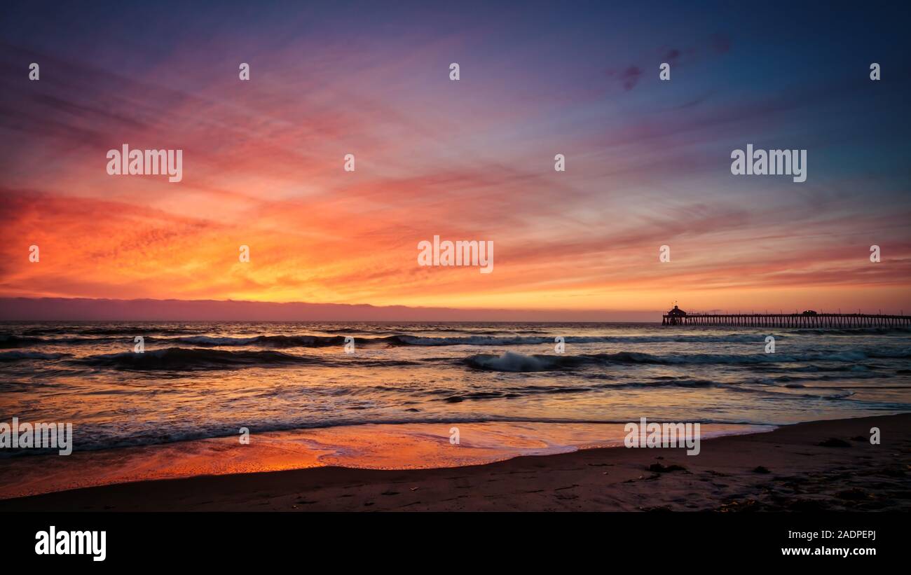 Sonnenuntergang am Imperial Beach, Kalifornien. Stockfoto