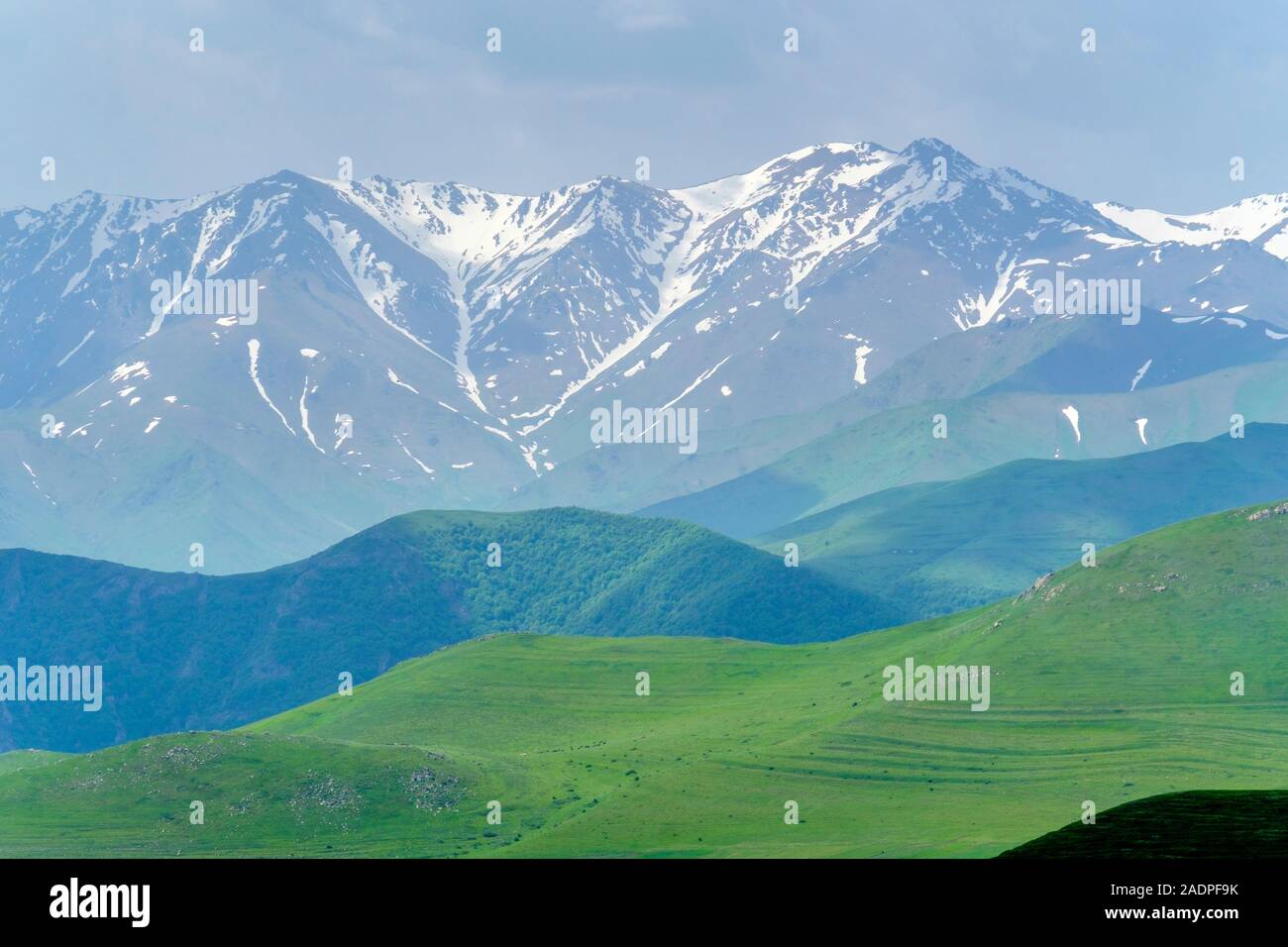 Blick Richtung Mount Kaputzukh innerhalb der Zangezur staatlichen Heiligtum auf der Armenien - Aserbaidschan Grenze, Provinz Kotayk, Armenien Stockfoto