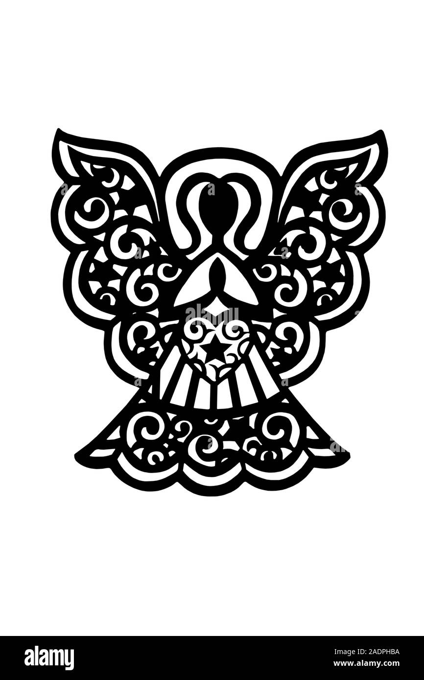 Engel silhouette isoliert auf weißem Stockfoto