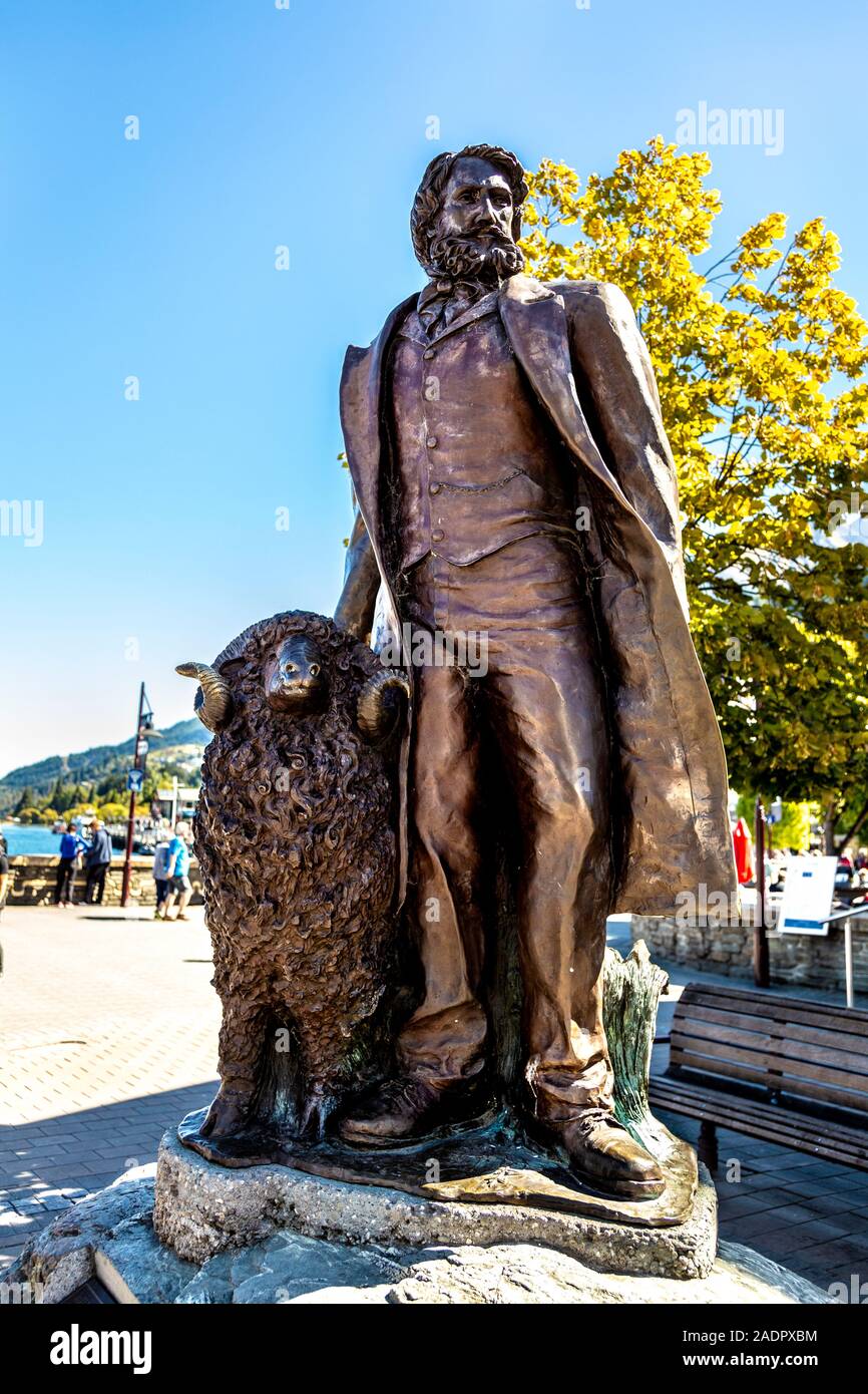 Skulptur von William Gilbert Rees 1827-1898-Explorer, Runholder und die ersten europäischen Siedler, Gründer von Queenstown, Neuseeland Stockfoto