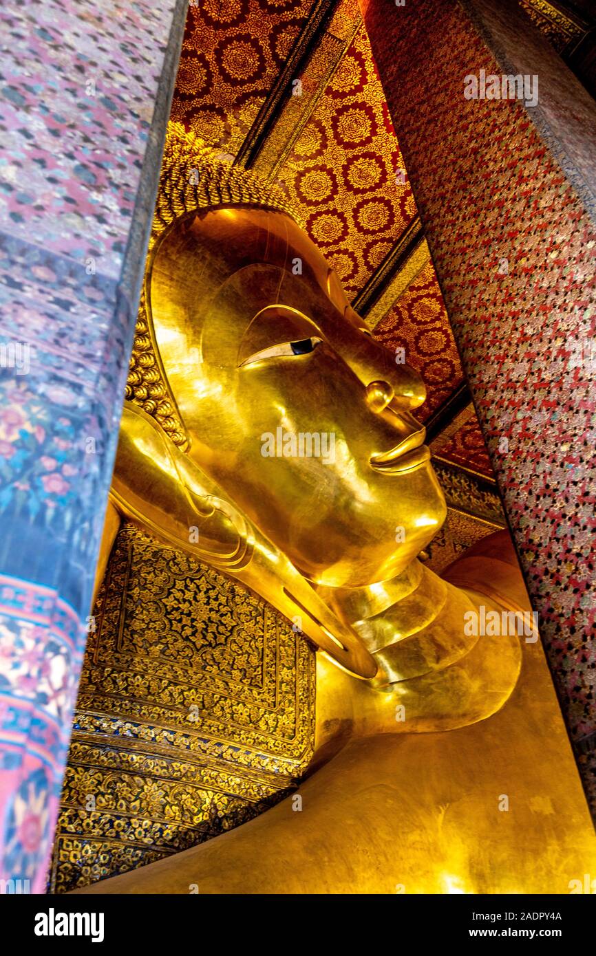 Liegenden Buddha im Wat Pho Tempel, Bangkok, Thailand Stockfoto