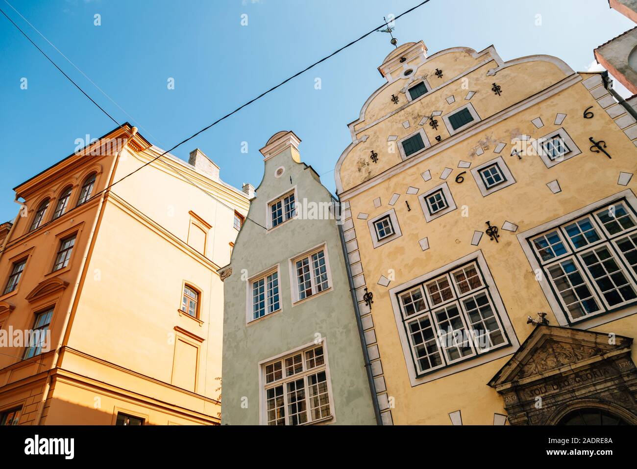 Altstadt drei Brüder Gebäude in Riga, Lettland Stockfoto