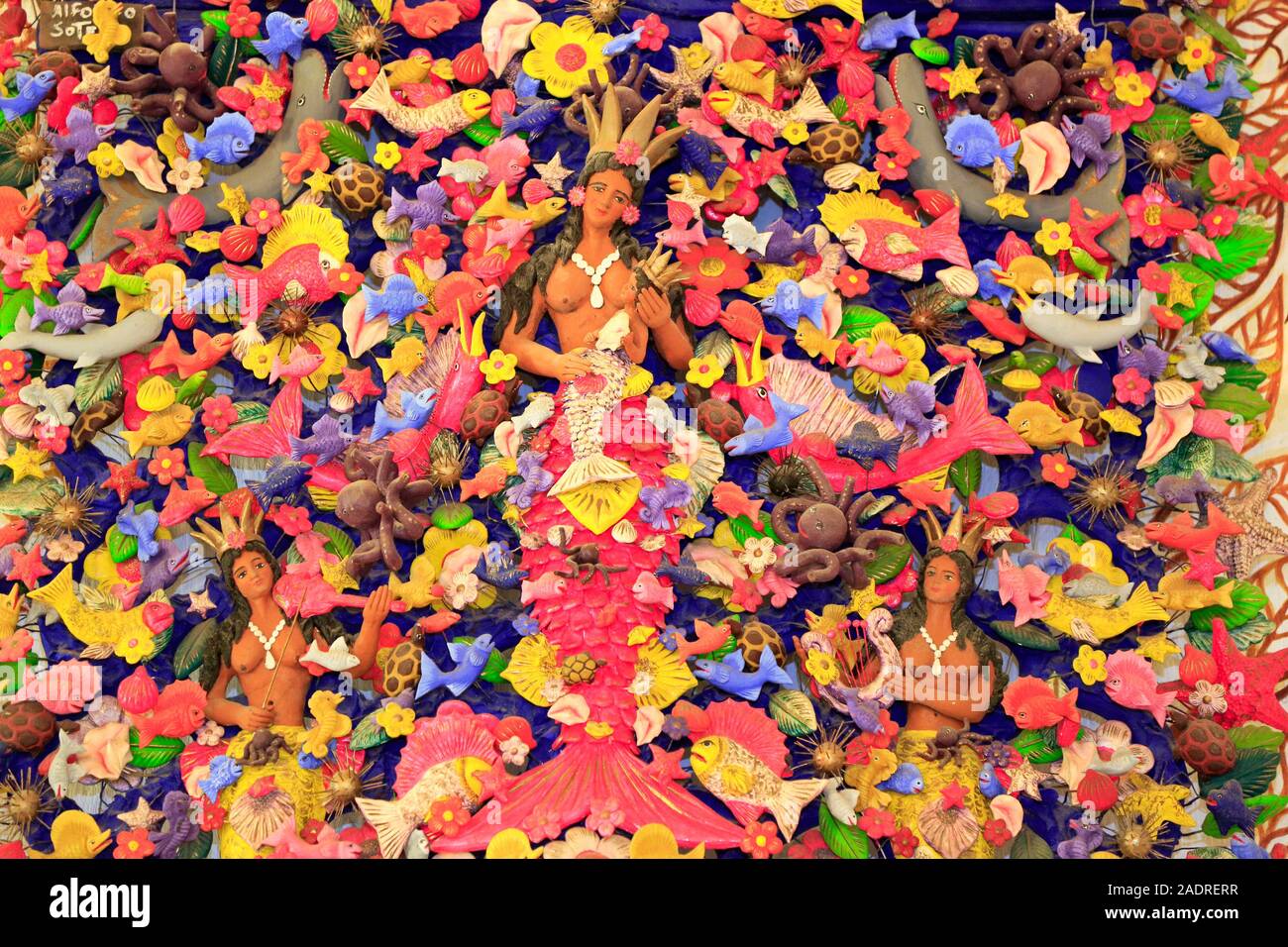 Mexikanische Statuen Dekoration Display, Riviera Maya Stockfoto