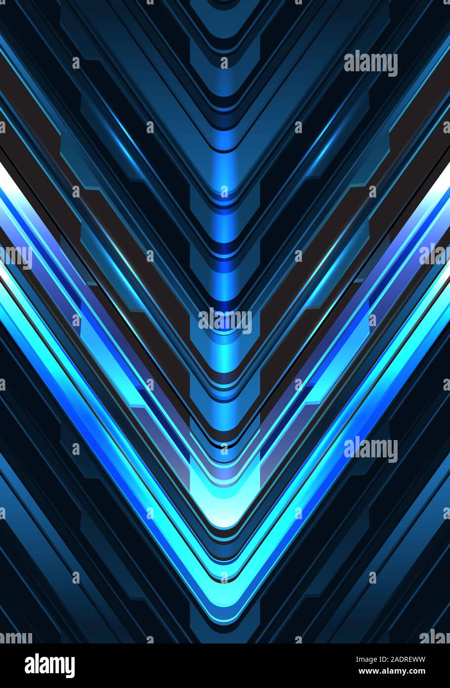Abstrakt Blau schwarzen Pfeil cyber metallic Richtung Licht Design moderne futuristischen Technologie Hintergrund Vector Illustration. Stock Vektor