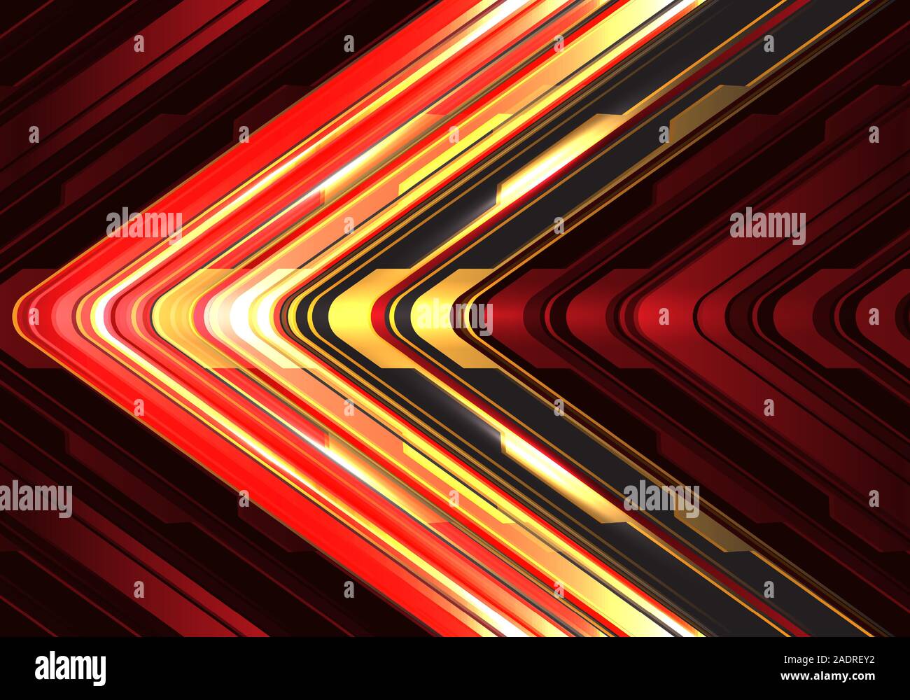 Abstrakt rot gelb schwarz Pfeil Licht cyber metallic Pfeil Richtung Design moderne futuristischen Technologie Hintergrund Vector Illustration. Stock Vektor
