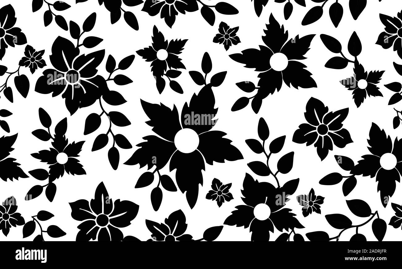 Schwarze Blume Ornament, abstrakte Blumen Muster Hintergrund. Stock Vektor