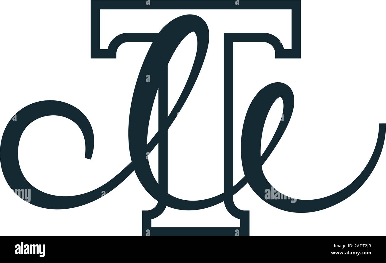 Initial TM oder MT Firmenname Design. Bold serif T und handschriftliche M corporate identity Monogramm. Vektor Markenemblem auf weißem Hintergrund Stock Vektor